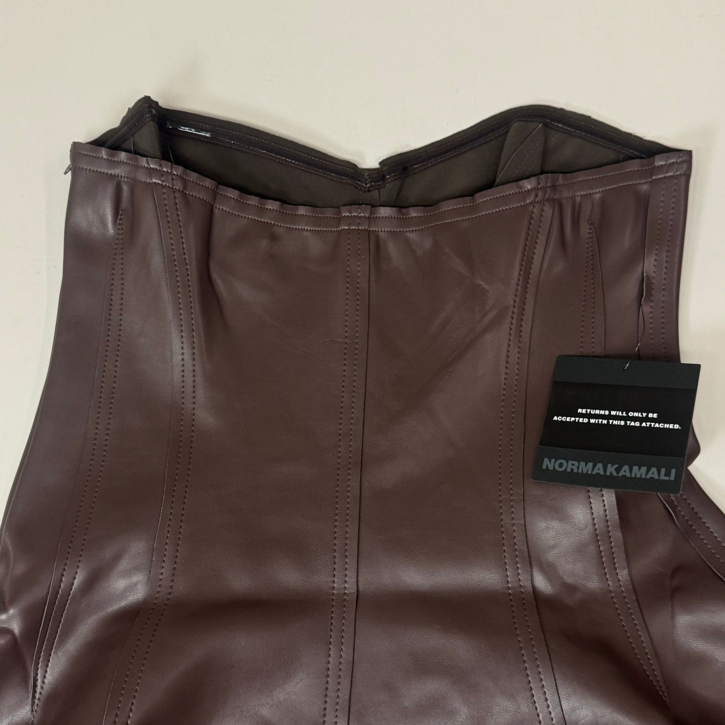 NORMA KAMALI Strapless Grace Mini Dress Unlined Women's Sz L/40 Chocolate