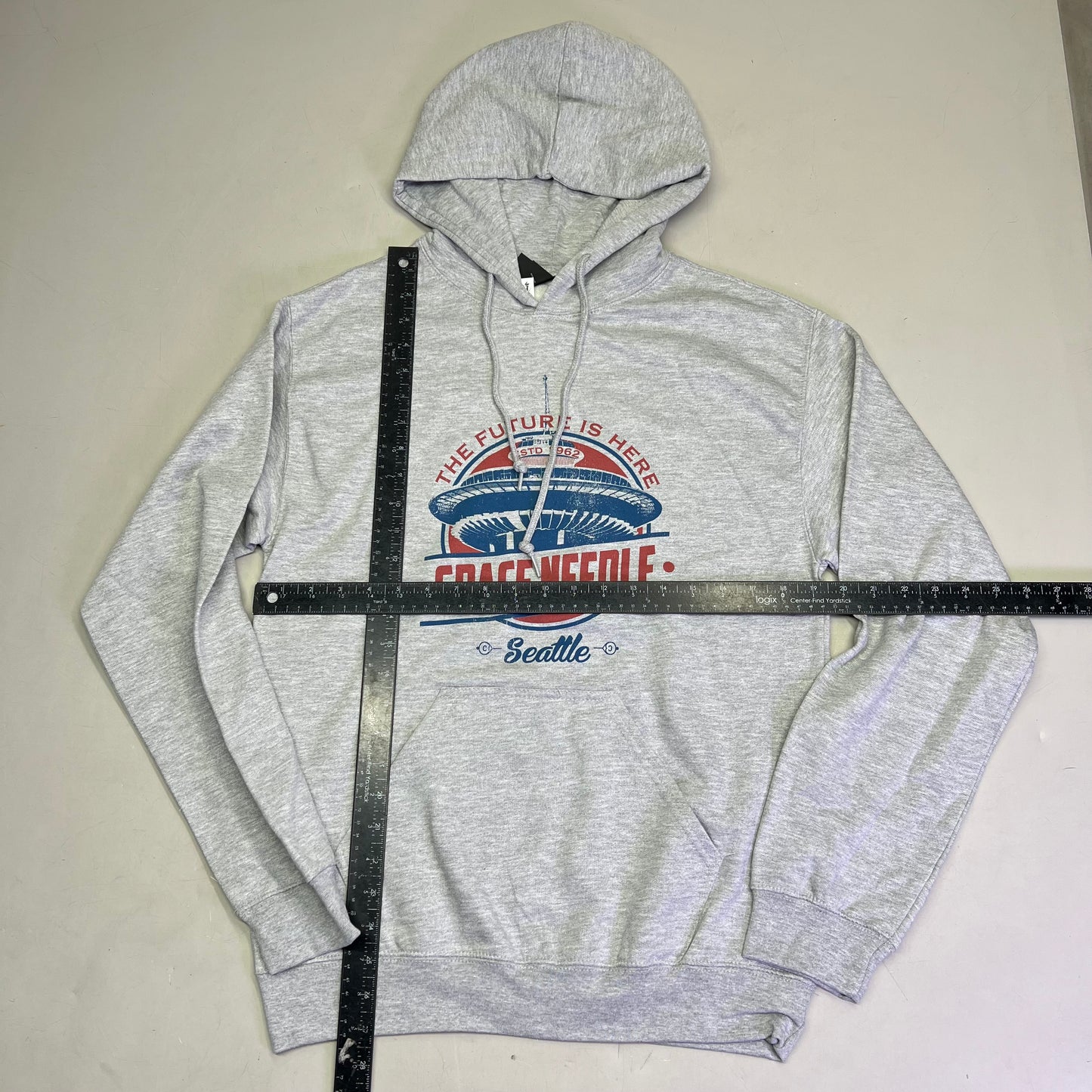 POINT Seattle Washington Space Needle Hoodie Unisex Sz S Heather Grey 041713