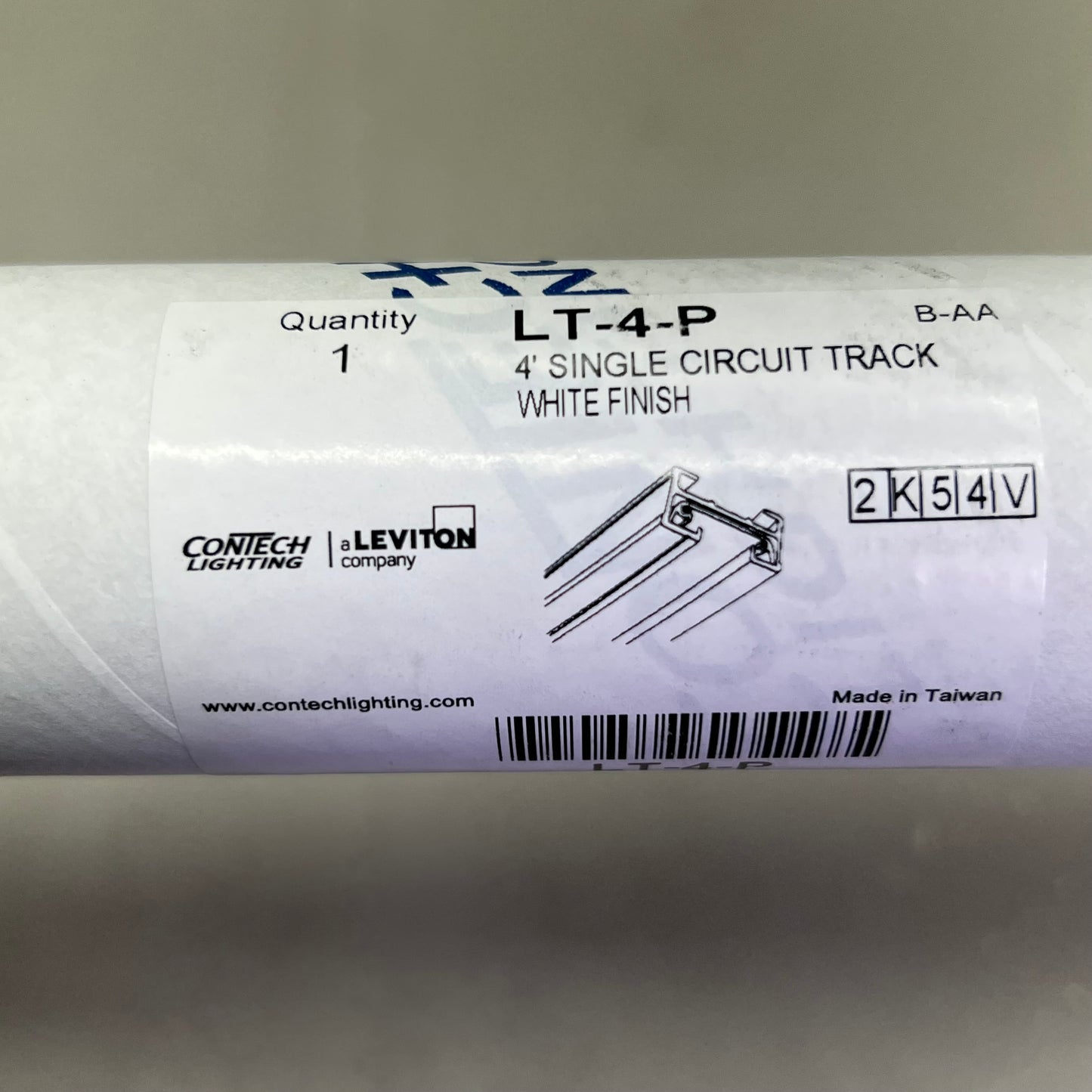 LEVITON Single Circuit Track Lighting Sz  4’, White Finish LT4P