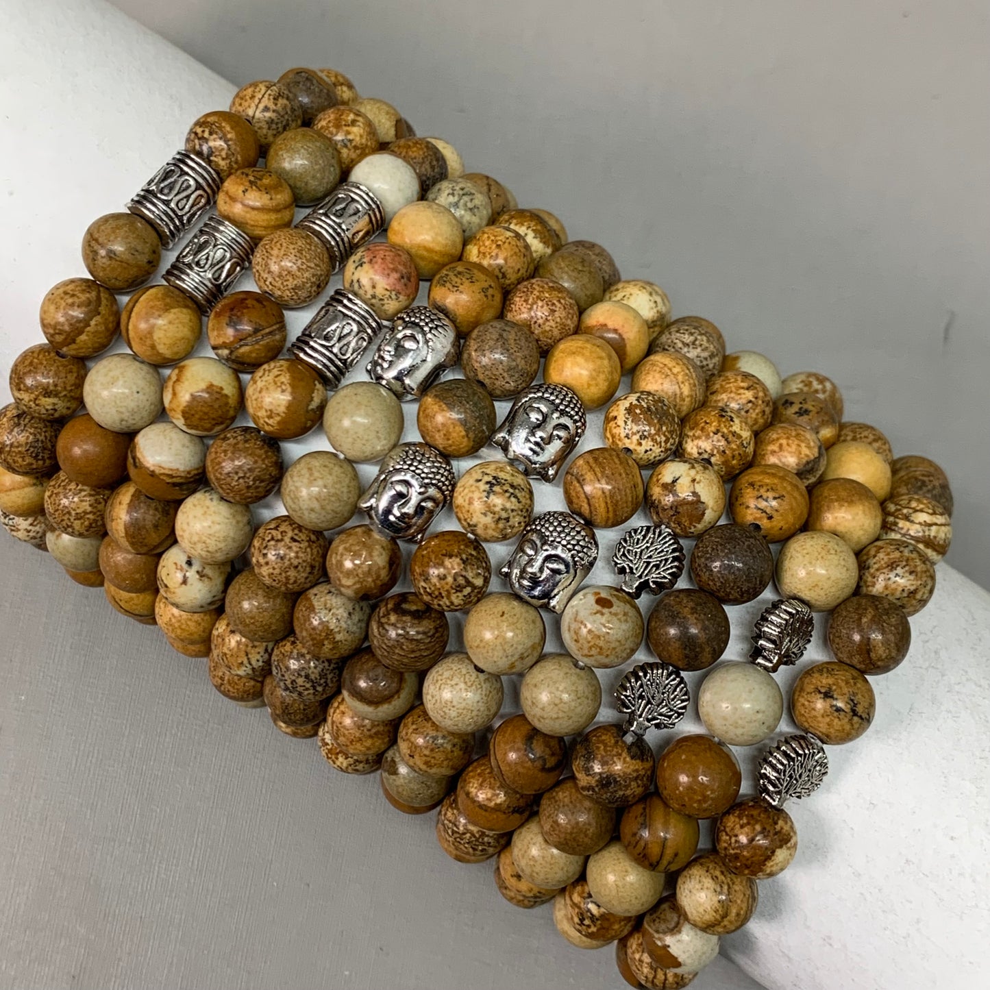 BEST WHOLESALE (12 PACK) Assorted Beaded Light Brown Crystal Bracelets 3"