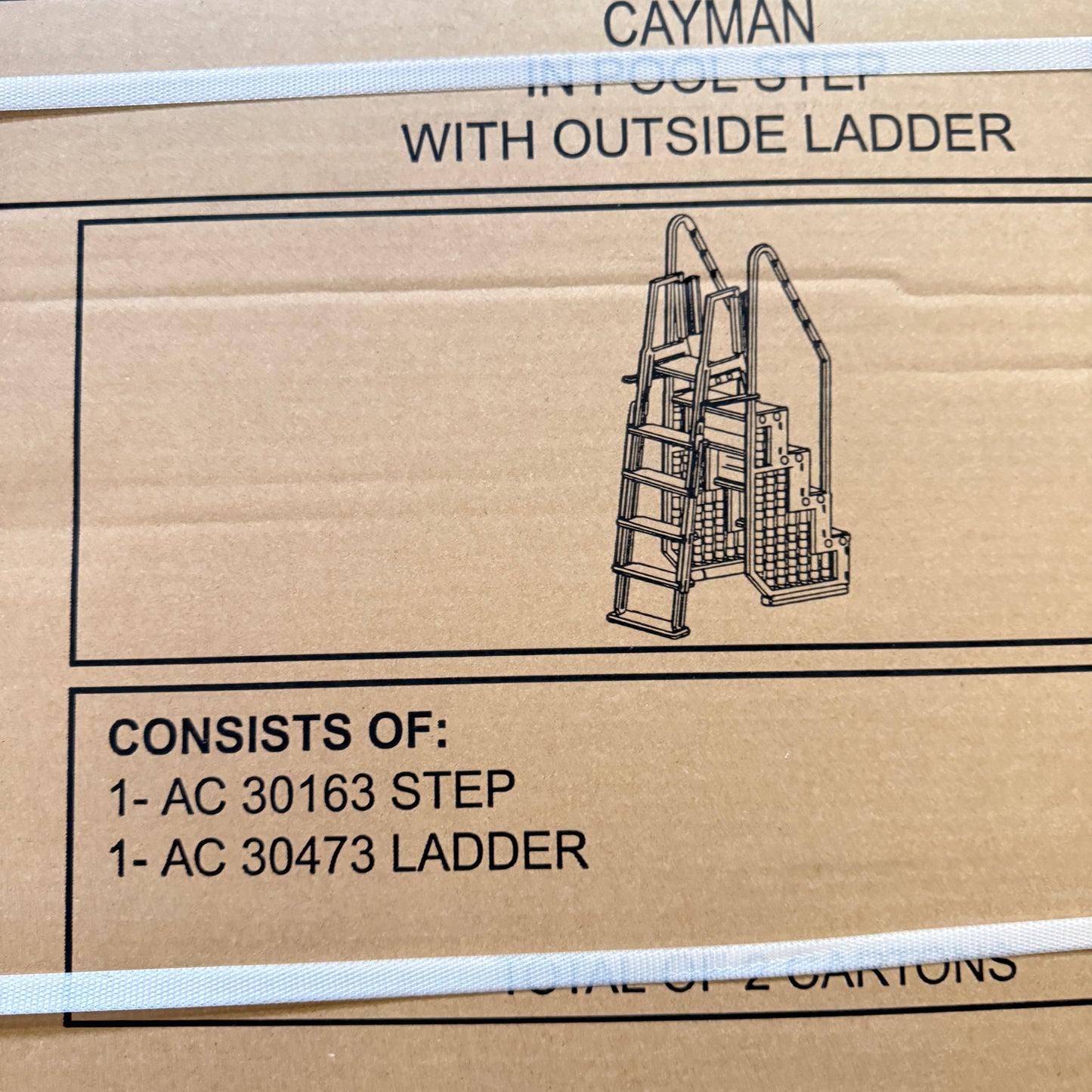 BLUE TORRENT Cayman Flip-Up Outside Above-Ground Pool Ladder AC 30473