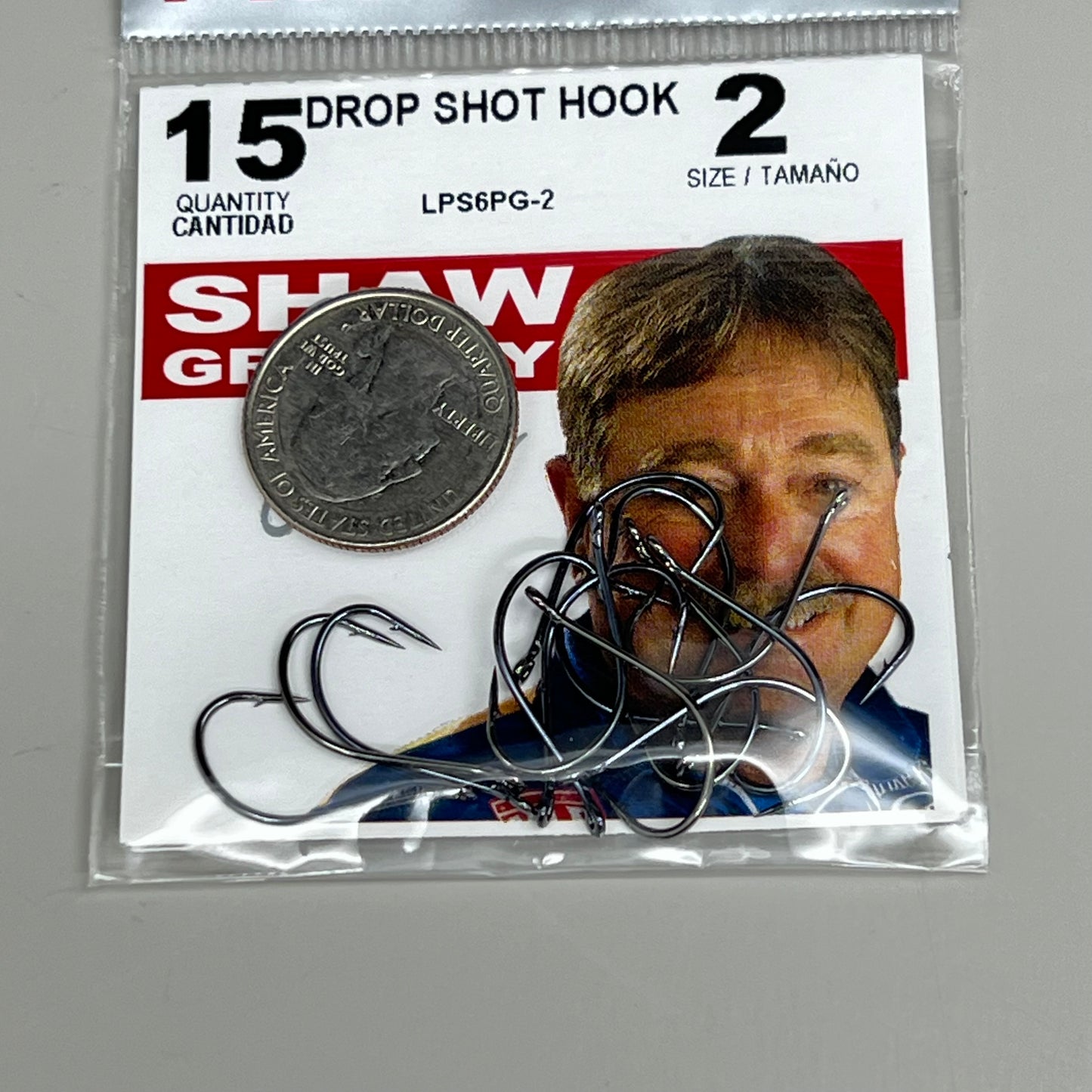 EAGLE CLAW (5 PACK) Non-Offset Drop Shot Hook Platinum Black #2 15 pc LPS6PG-2