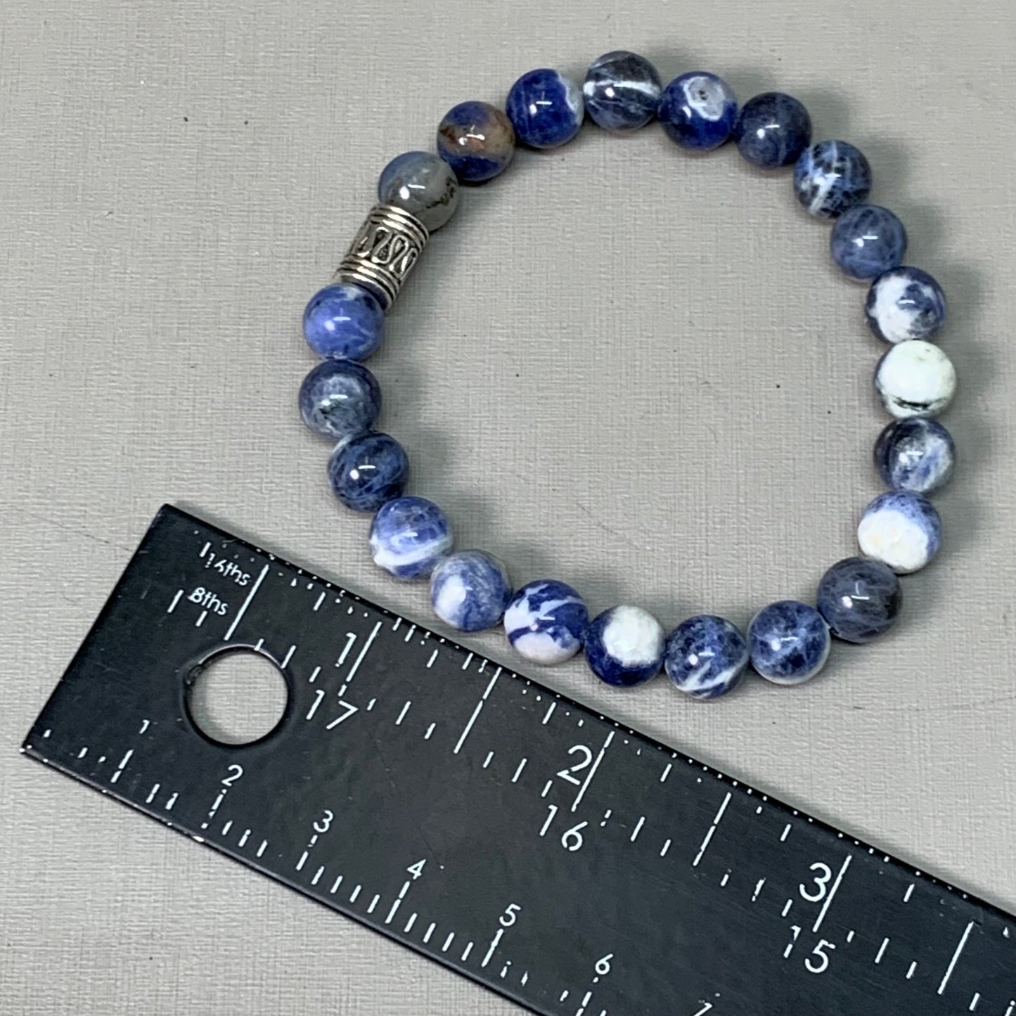 BEST WHOLESALE 9-PACK! Blue Marbled Beaded Crystal Bracelets 3" Silver Jewel New