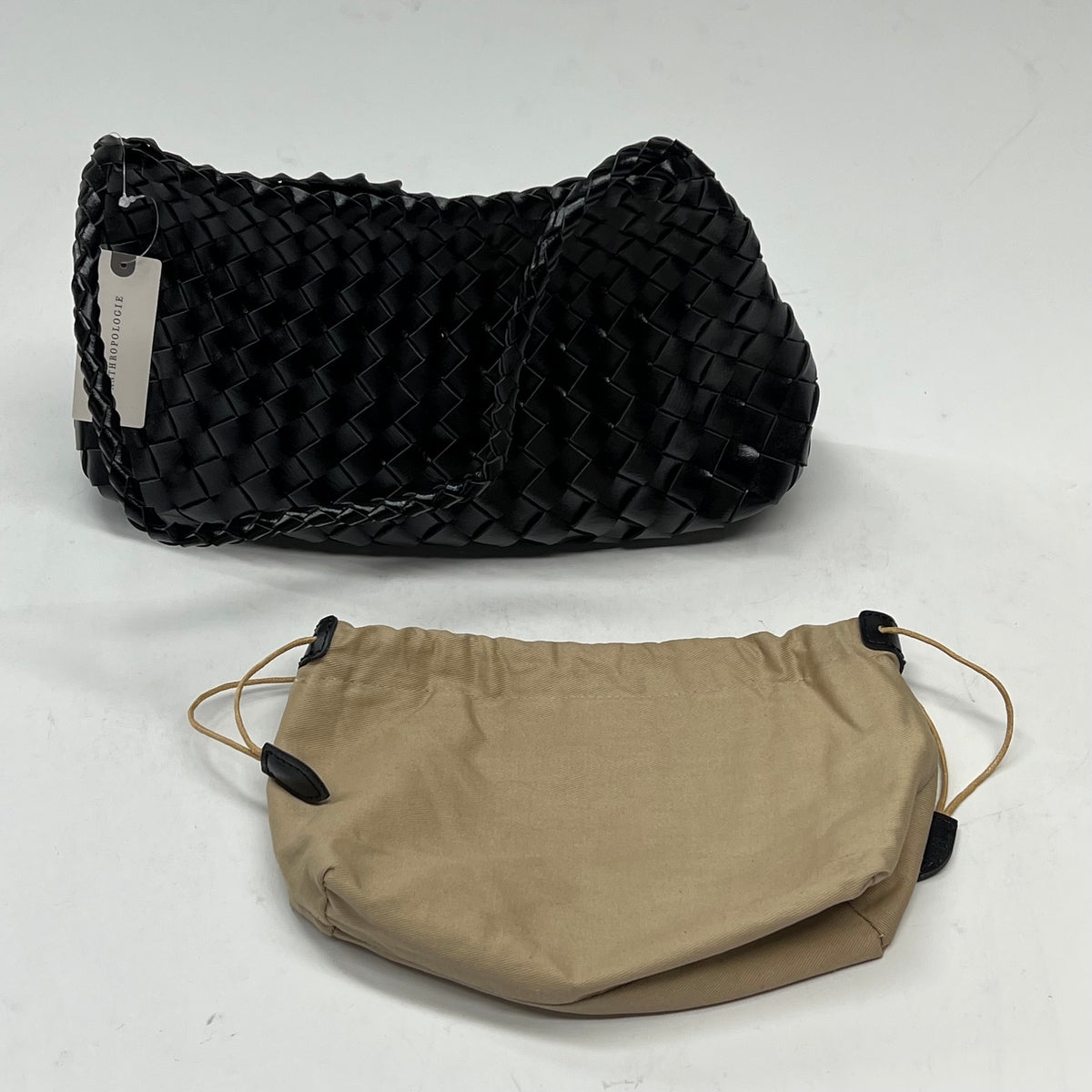 ANTHROPOLOGIE Calla Woven Shoulder Bag Slouchy & Structured Black 103592168