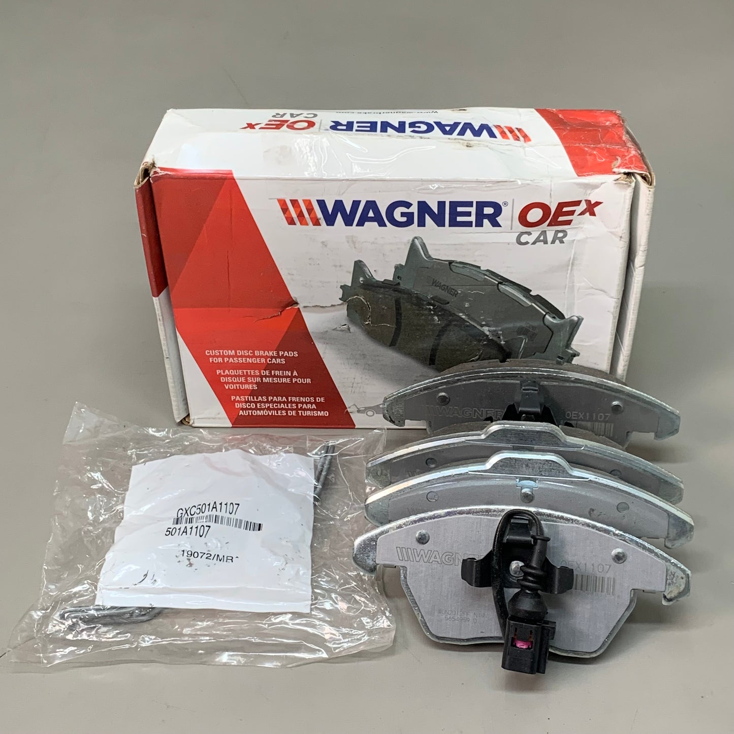 WAGNER OEx Ceramic Disc Brake Pad Set 6" x 3" Grey OEX1107