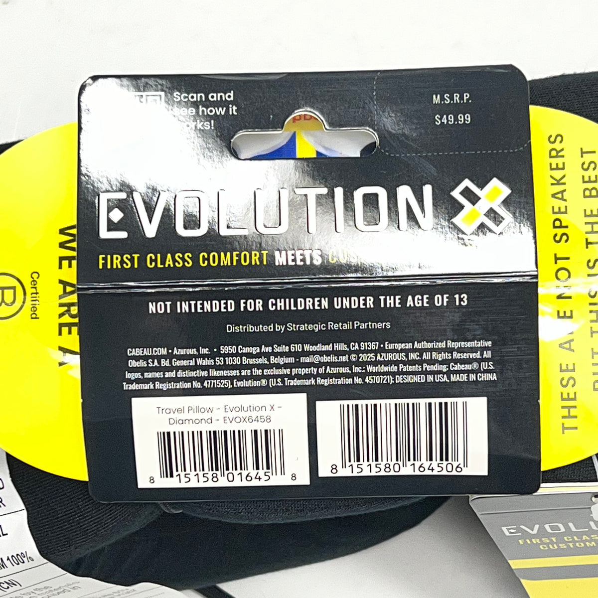 CABEAU Evolution X Deluxe Comfort Memory Foam Travel Pillow Black EVOX6458
