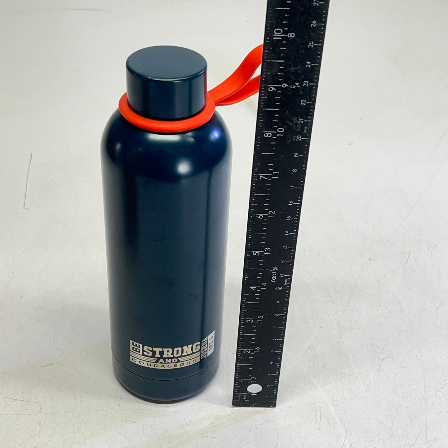 CHRISTIAN ART GIFTS Strong & Courageous Stainless Steel Water Bottle 17 Oz Blue