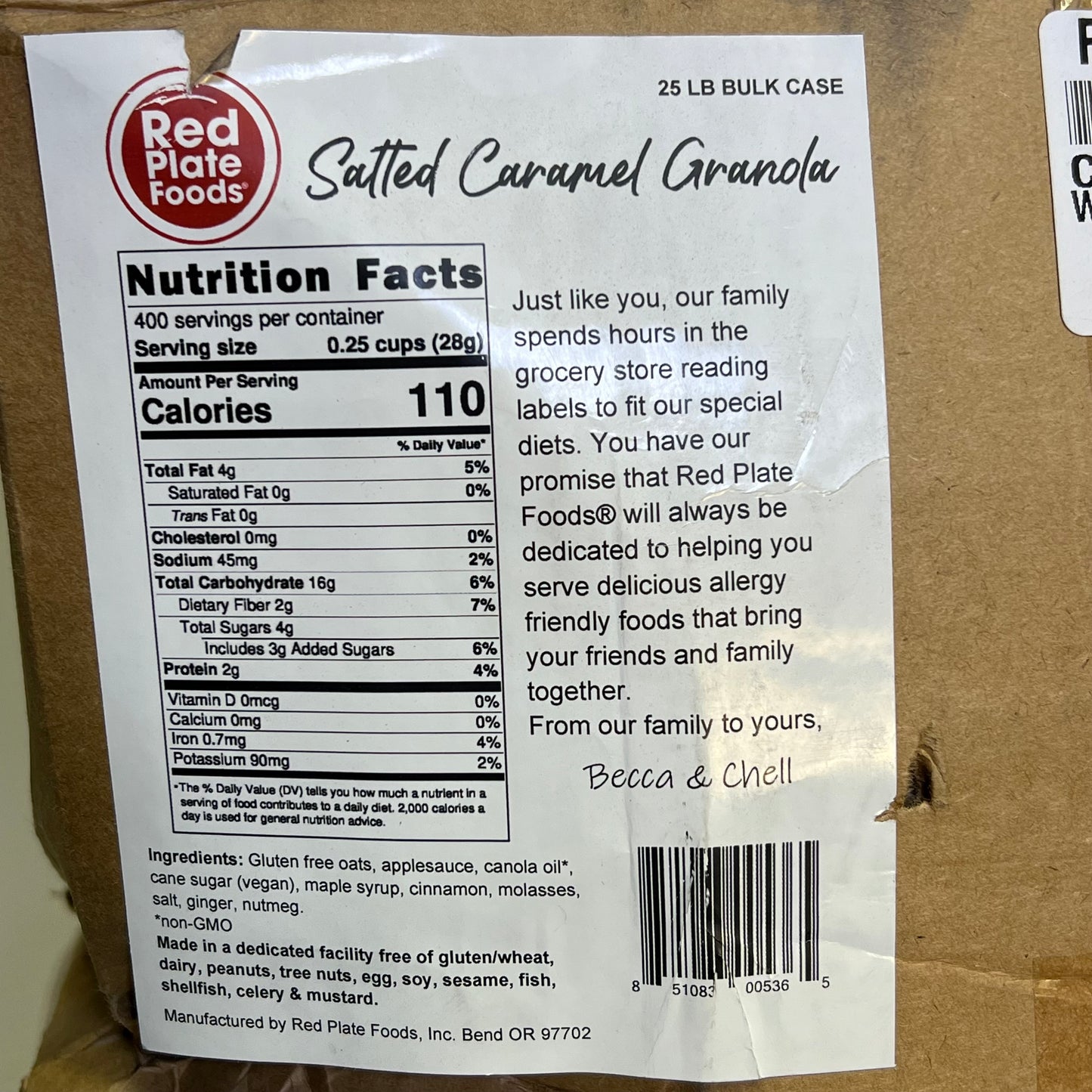 RED PLATE FOODS (25 LB BAG) Salted Caramel Granola Gluten Free BB 04/27