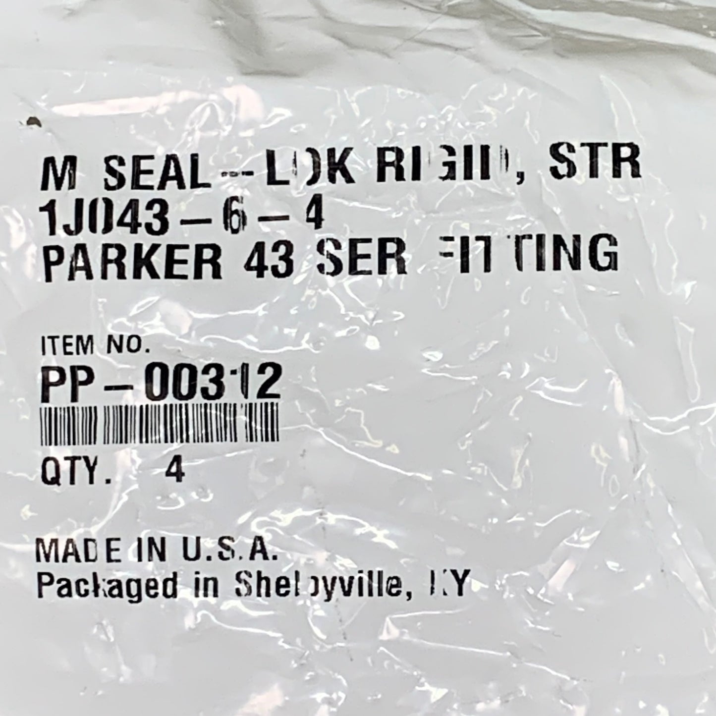 PARKER (4 PACK) Hydraulic Hose Male Seal-LOK Rigid Straight 1J043-6-4 PP-00312