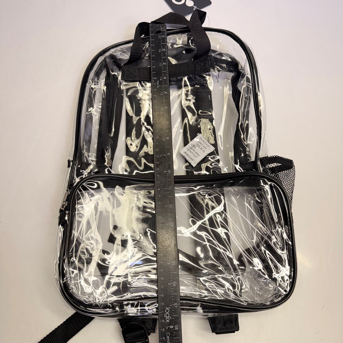 BWAP 17" Clear Plastic Backpack 17" x 12" x 6" Color Black BP1643