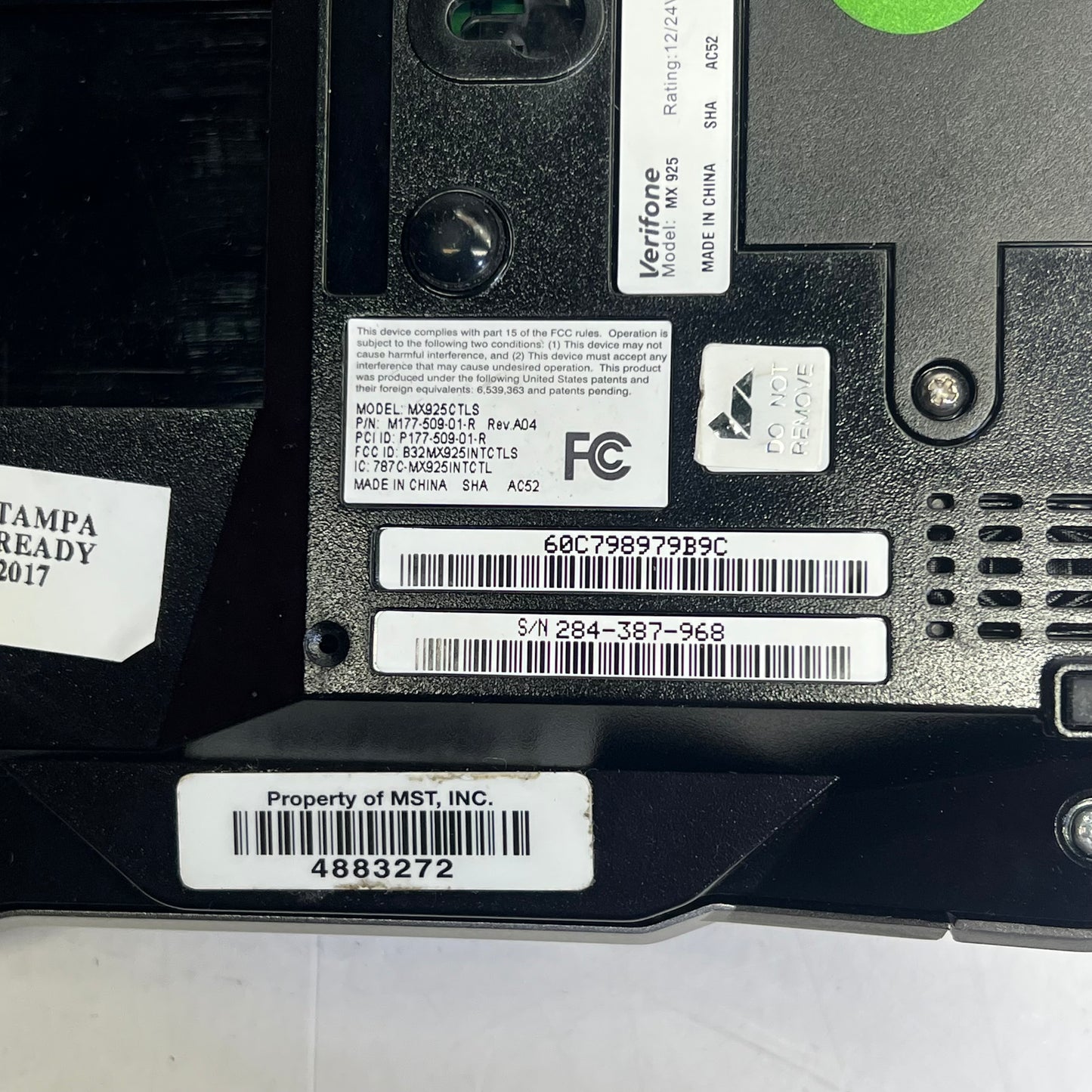 ZA@ VERIFONE Credit Card Payment Terminal Pos System Black MX925 MX900-02 (No Attachments or Pen)