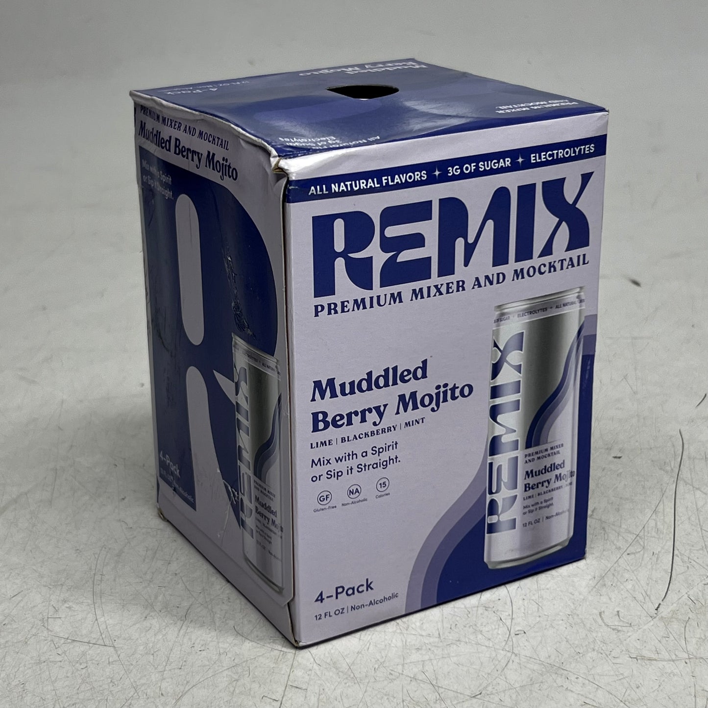 REMIX (4 PACK) Premium Mixer & Mocktail Muddle Berry Mojito 12 Fl Oz Grey BB 12/26