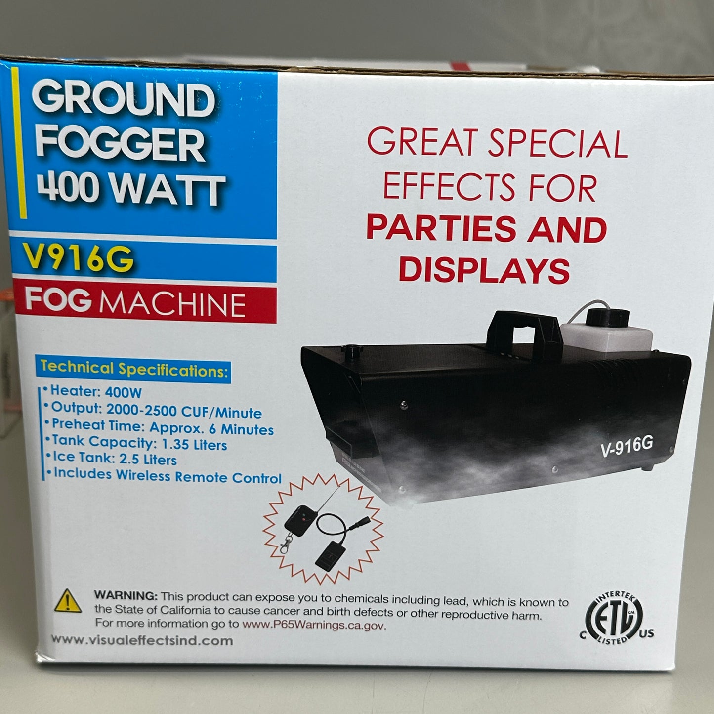 ZA@ VEi Ground Fogger Machine 400 Watt w/ Wireless Remote V916G for Halloween & Parties C