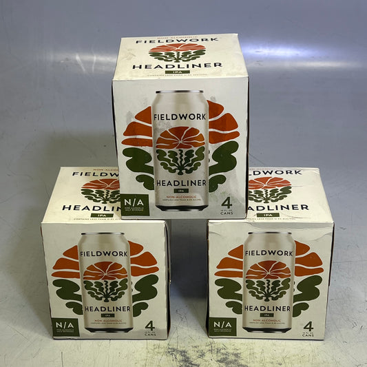 ZA@ FIELDWORK (3 PACK, 12 CANS TOTAL) Headliner Non-Alcoholic IPA 16 Fl Oz (Slight|ly Distressed Packaging)