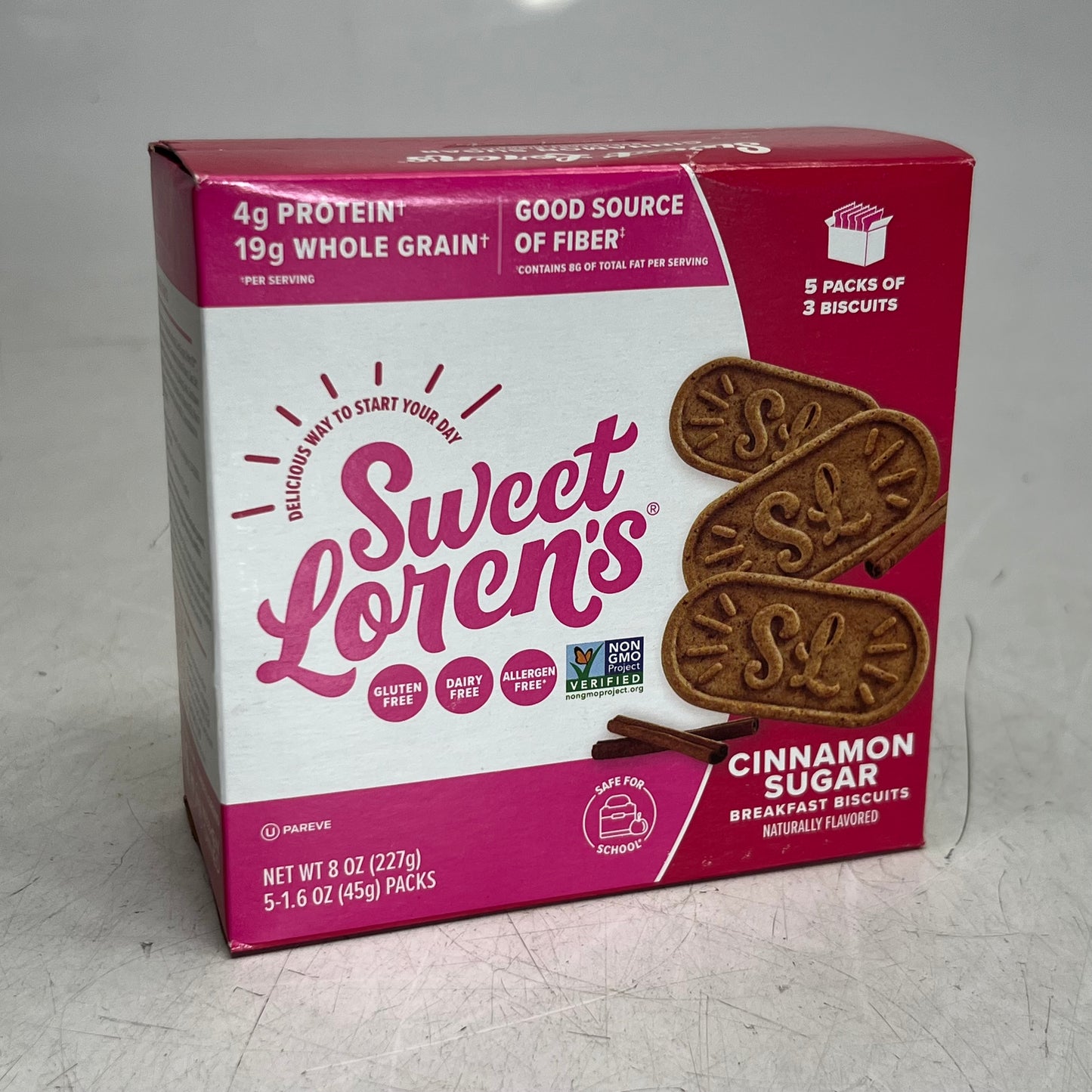 SWEET LOREN'S (2 PACK of 5) Cinnamon Sugar Breakfast Biscuits 1.6 oz BB 12/26