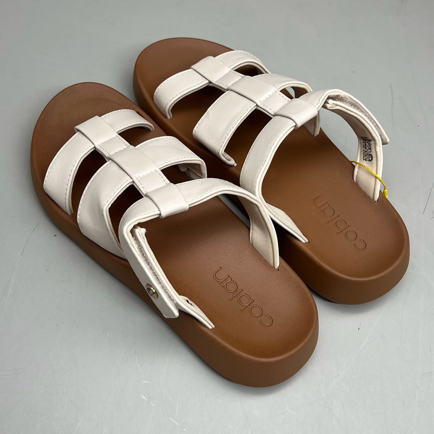 COBIAN Amalfi Synthetic Leather W/ Microfiber Lining Sandals Women's Sz 9, 39.5 EU Cream AMA25-110-9