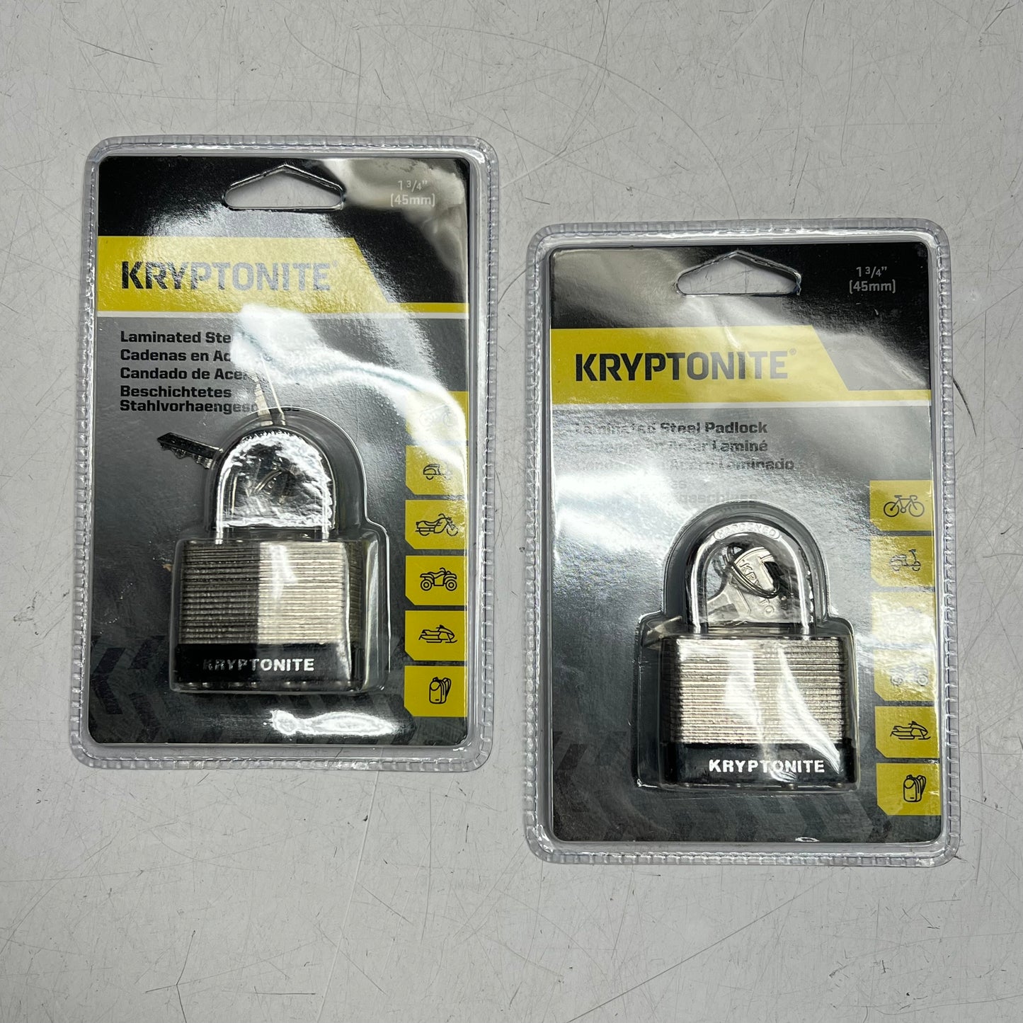 KRYPTONITE (2 PACK) Laminated Steel Padlock  1 3/4" (45MM) Chrome/Black
