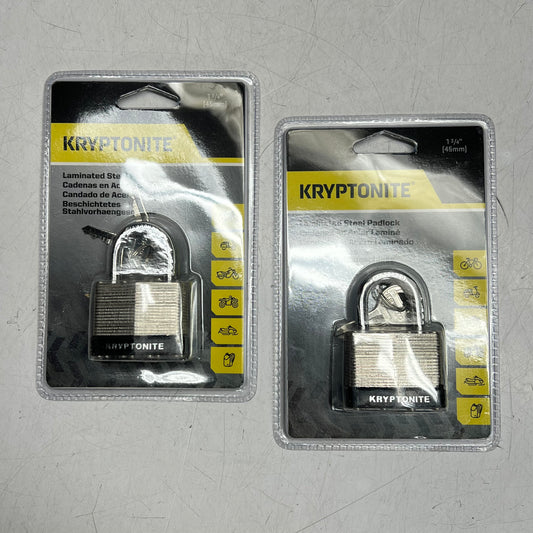 KRYPTONITE (2 PACK) Laminated Steel Padlock  1 3/4" (45MM) Chrome/Black