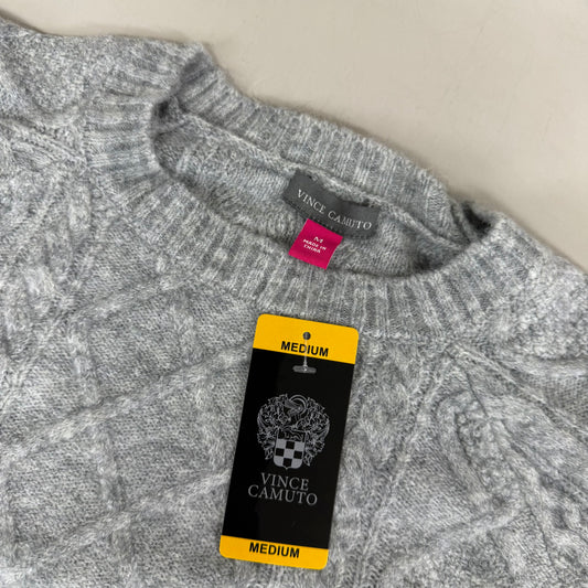 VINCE CAMUTO Cable Knit Sweater Women's Sz-M Light Heather Grey SC2895