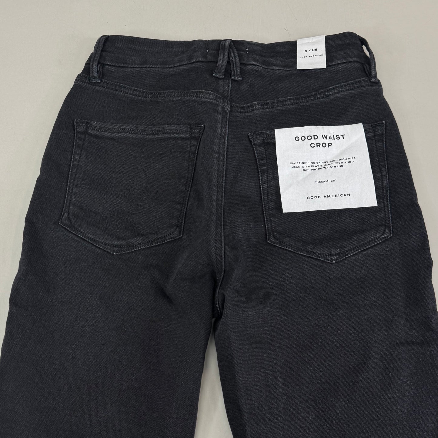 GOOD AMERICAN Good Waist Crop High-Rise Women's Sz 6 Black343 GWCEB960BT