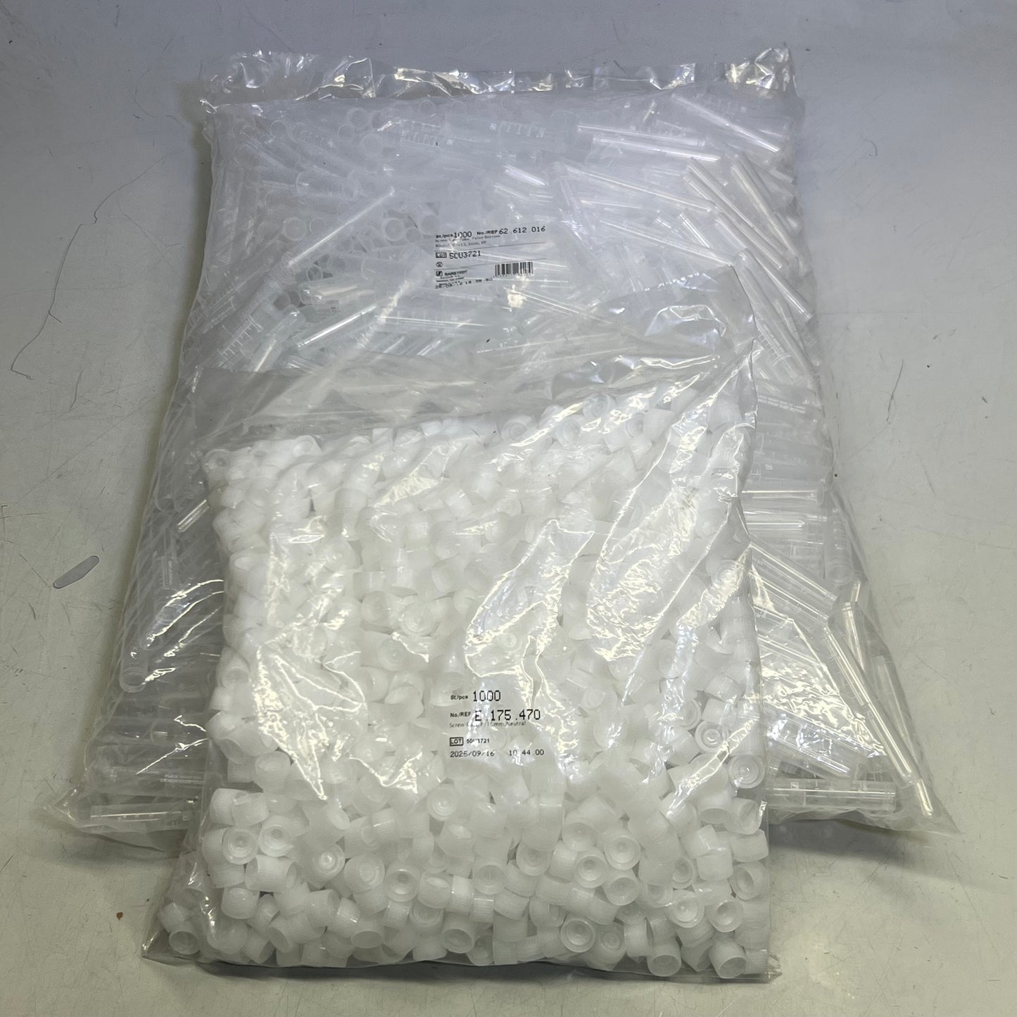 SARSTEDT (1000 PACK) Screw Cap Tube. False Bottom, Round Sz 3.62" x 0.602" 62.612.016 (New Other, Distressed Box)