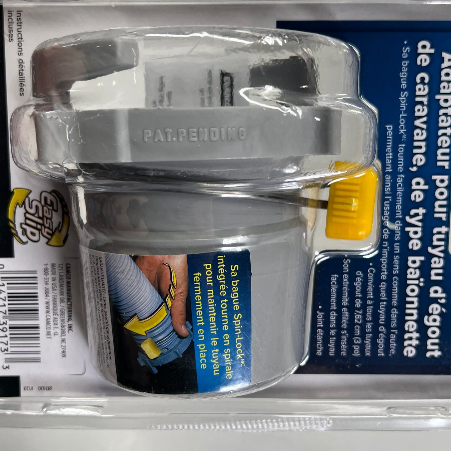 CAMCO (2 PACK) Easy Slip Straight Hose Adapter W/ Slip Lock Grey/Yellow 39173