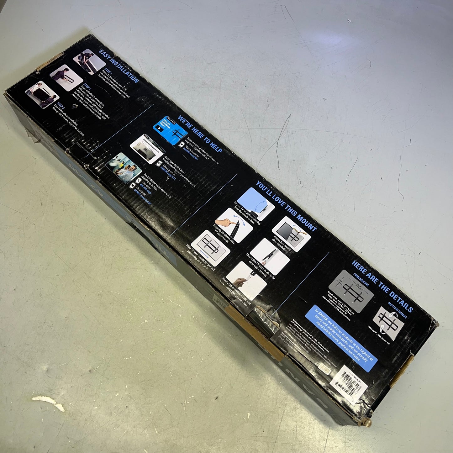 SANUS Wall Mount For Flat TV Panel Display 42"-90" 151 lbs Load Cap Black VLT5B1