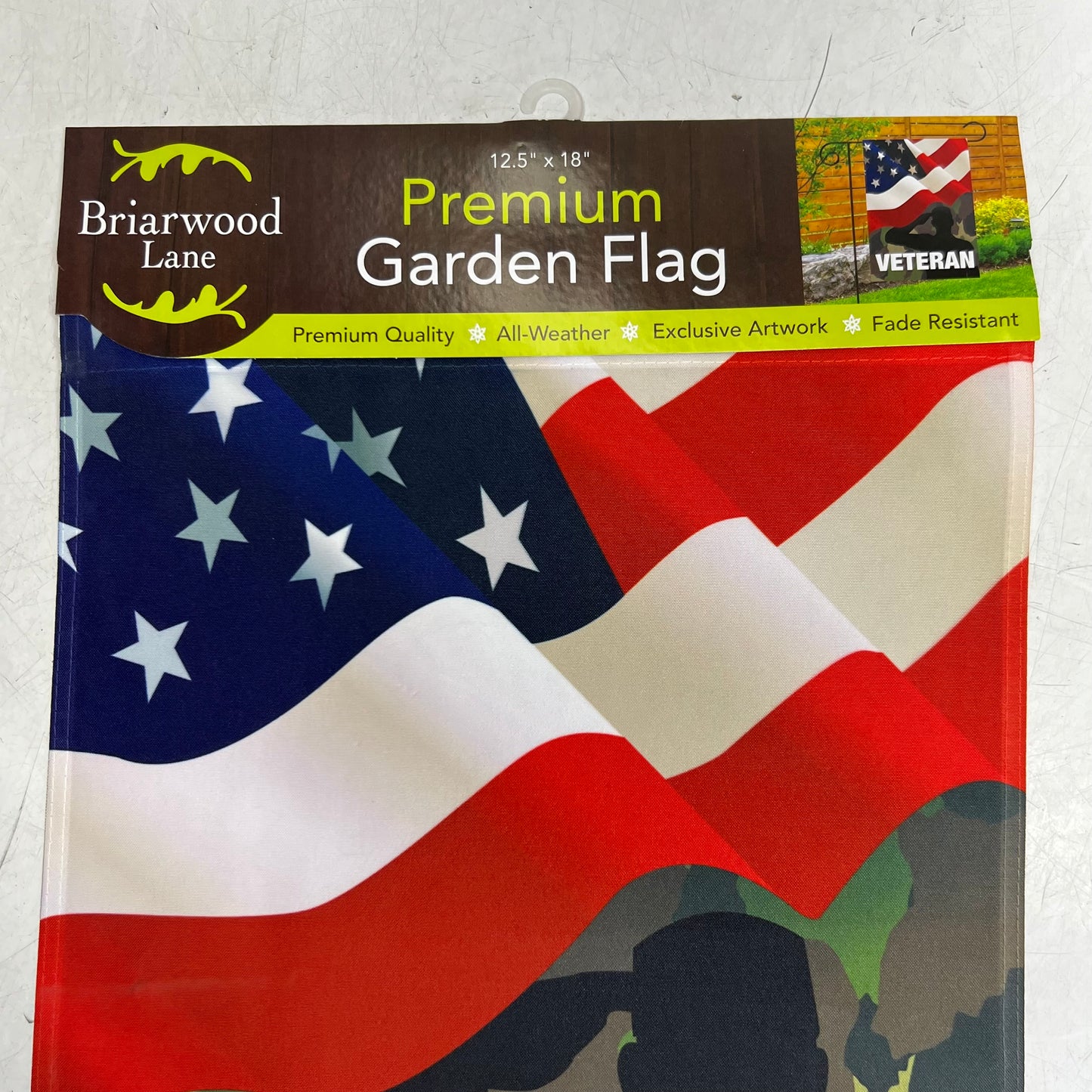 BRIARWOOD LANE Veteran Military Garden Flag Sz 12.5" x 18" Red & White G01604