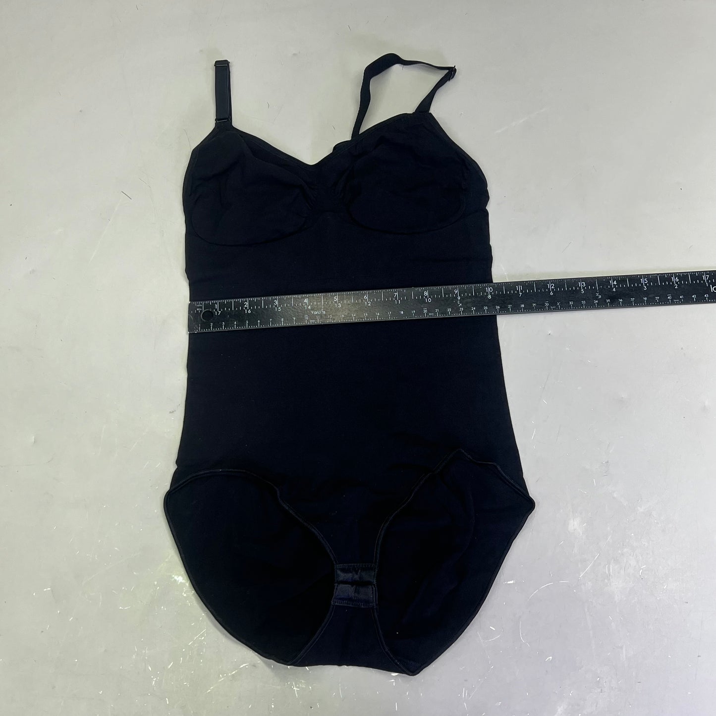 LUXMERY Breathable Stretch Fabric Low Back Sculpting Body Suit Sz L Black