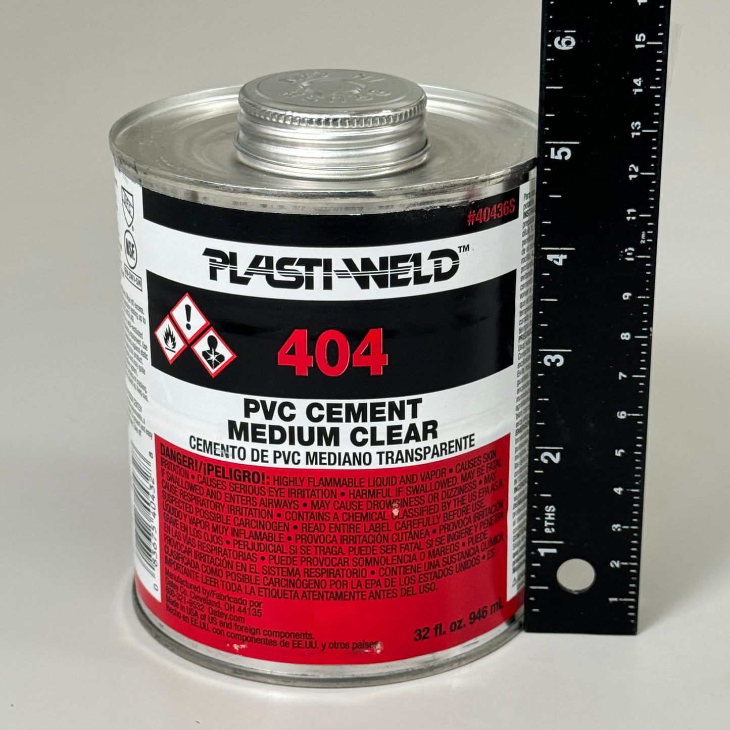 PLASTI-WELD (2 PACK) 404 PVC Cement Medium Clear 32 fl oz Fittings to 6" 40436S