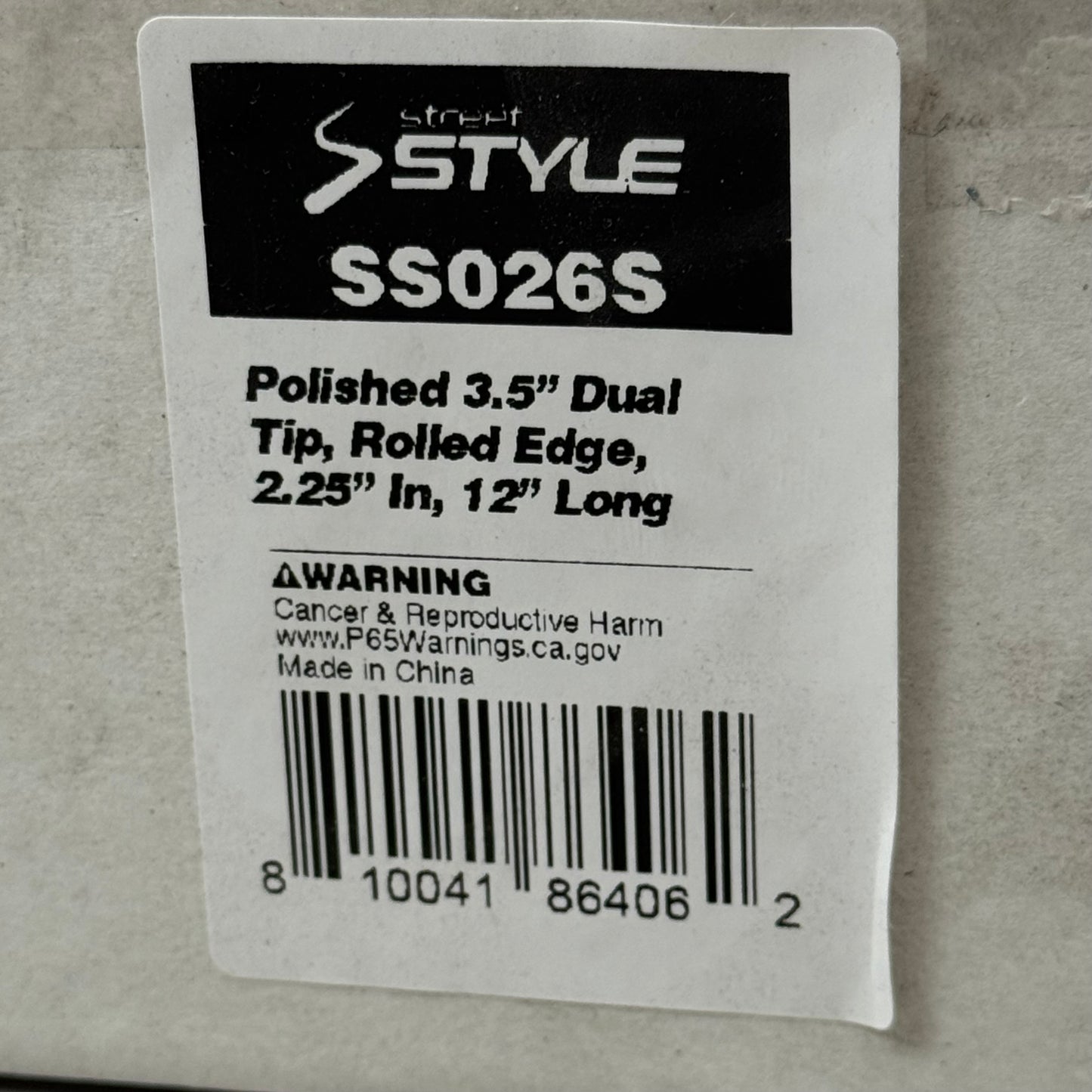 STREET STYLE  Polished Stainless Dual Exhaust Tip 12"Lx7.5"W SS026S