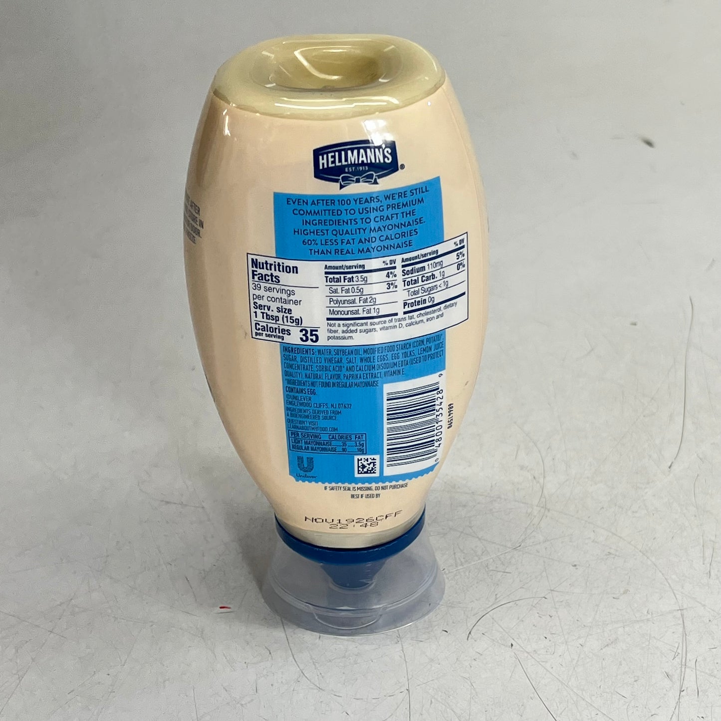 HELLMANN'S (6 PACK) Light Mayonnaise in Squeeze Bottle 20 fl oz White BB 11/26
