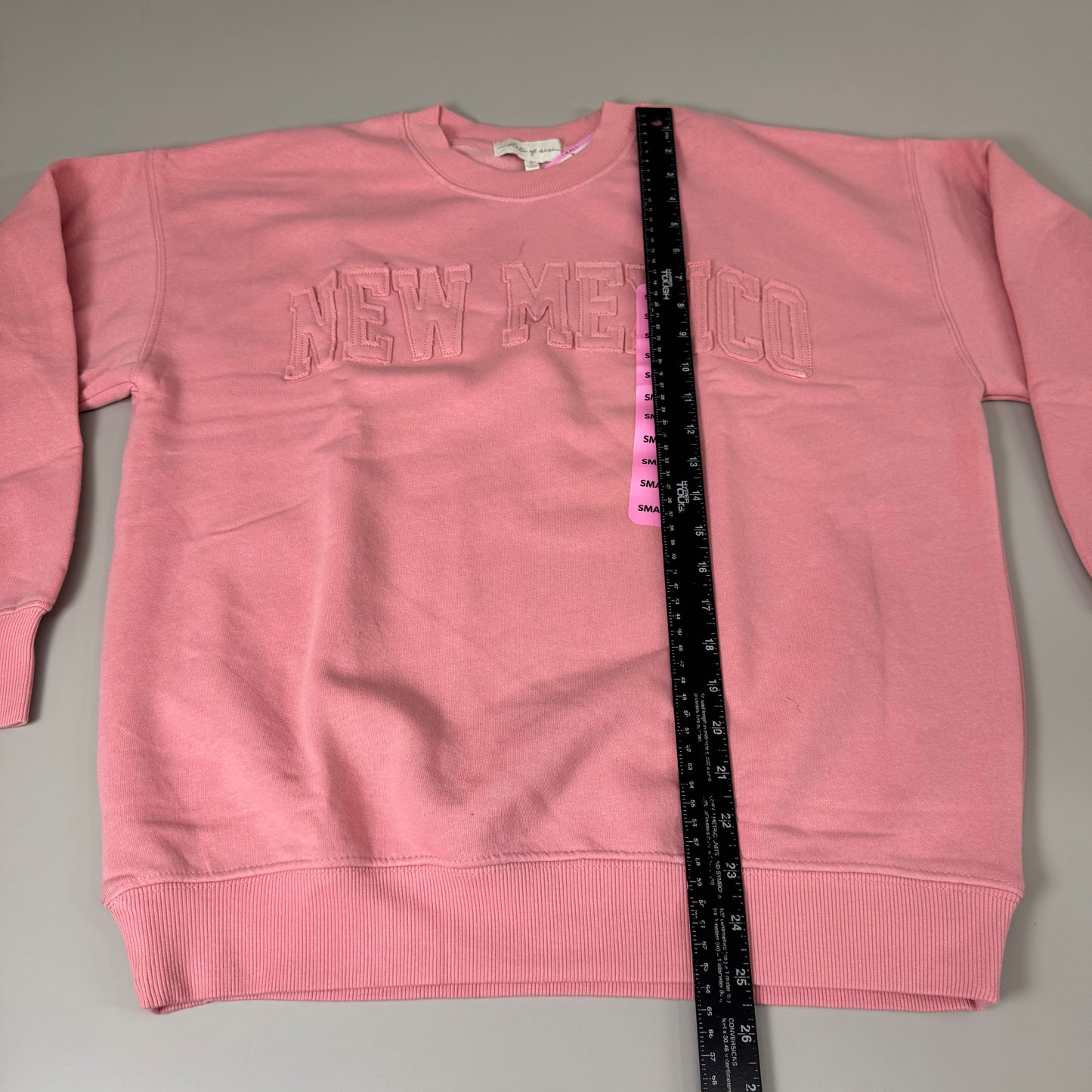 STATE OF MINE Sewn on New Mexico Crewneck Hoodie Blush Pink Women's Sz S 15711