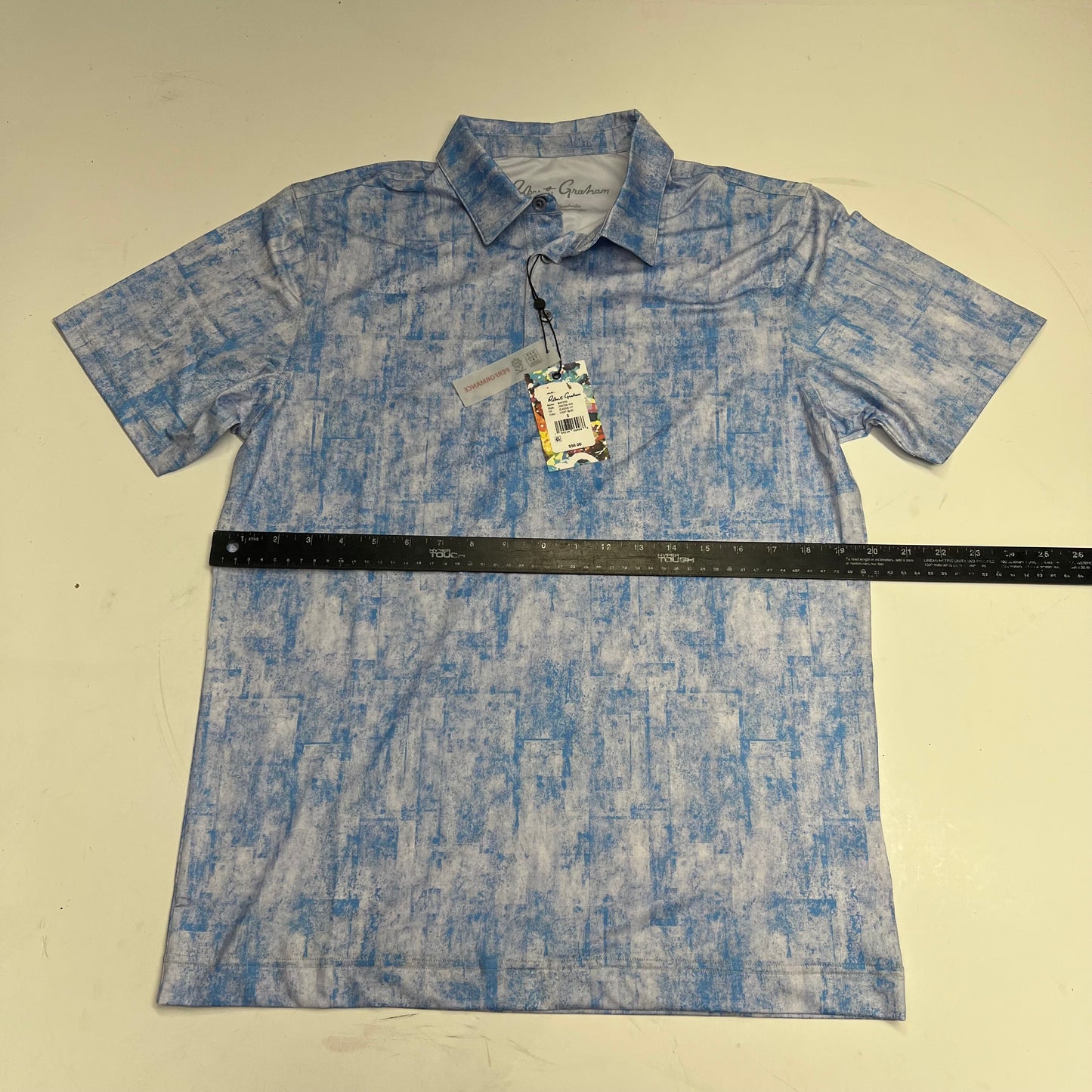ROBERY GRAHAM Waters Short Sleeve Polo Shirt Men's Sz S Light Blue OS6706-450