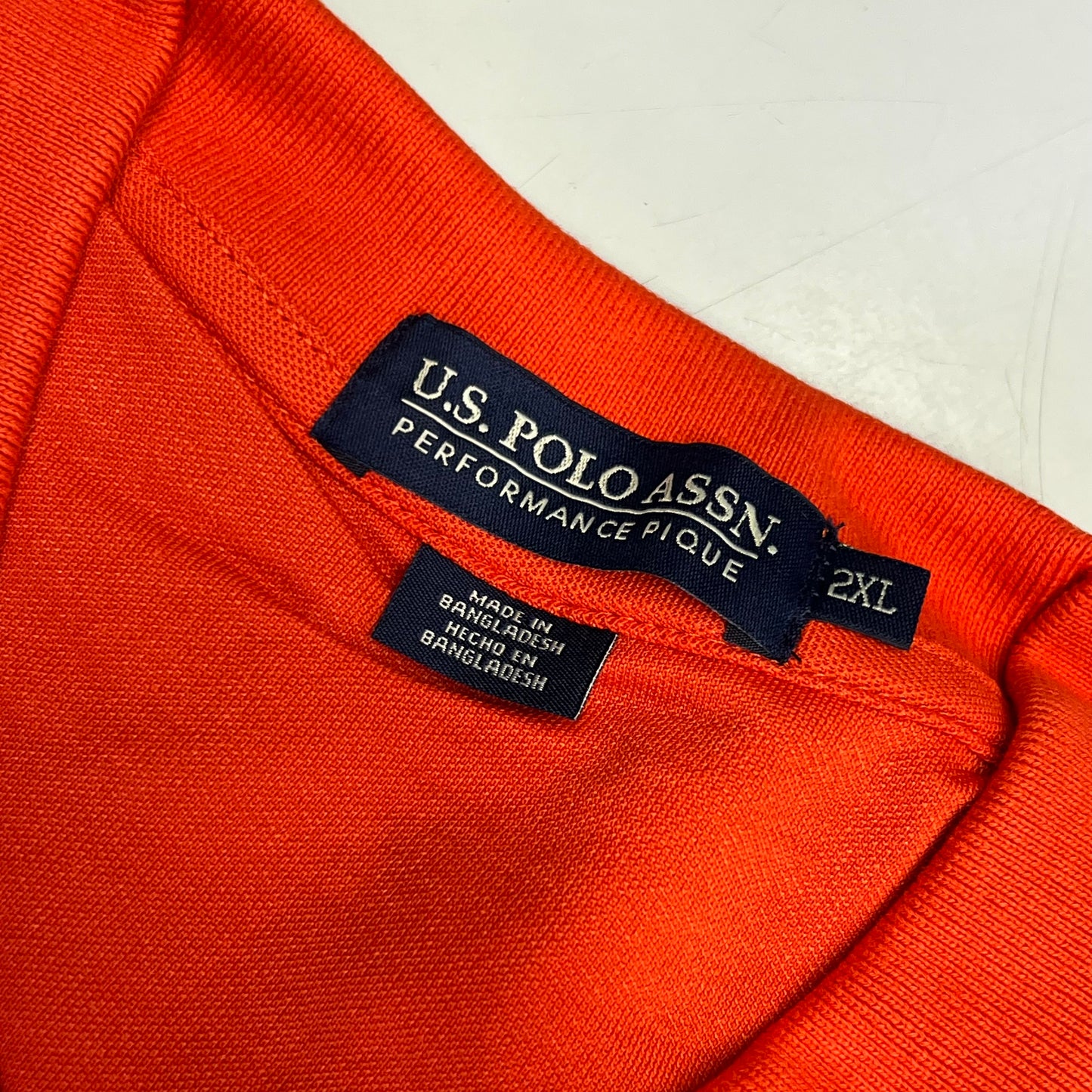ZA@ U.S. POLO ASSN Performance Pique Polo Short Sleeve Shirt Men's Sz 2XL Orange Red