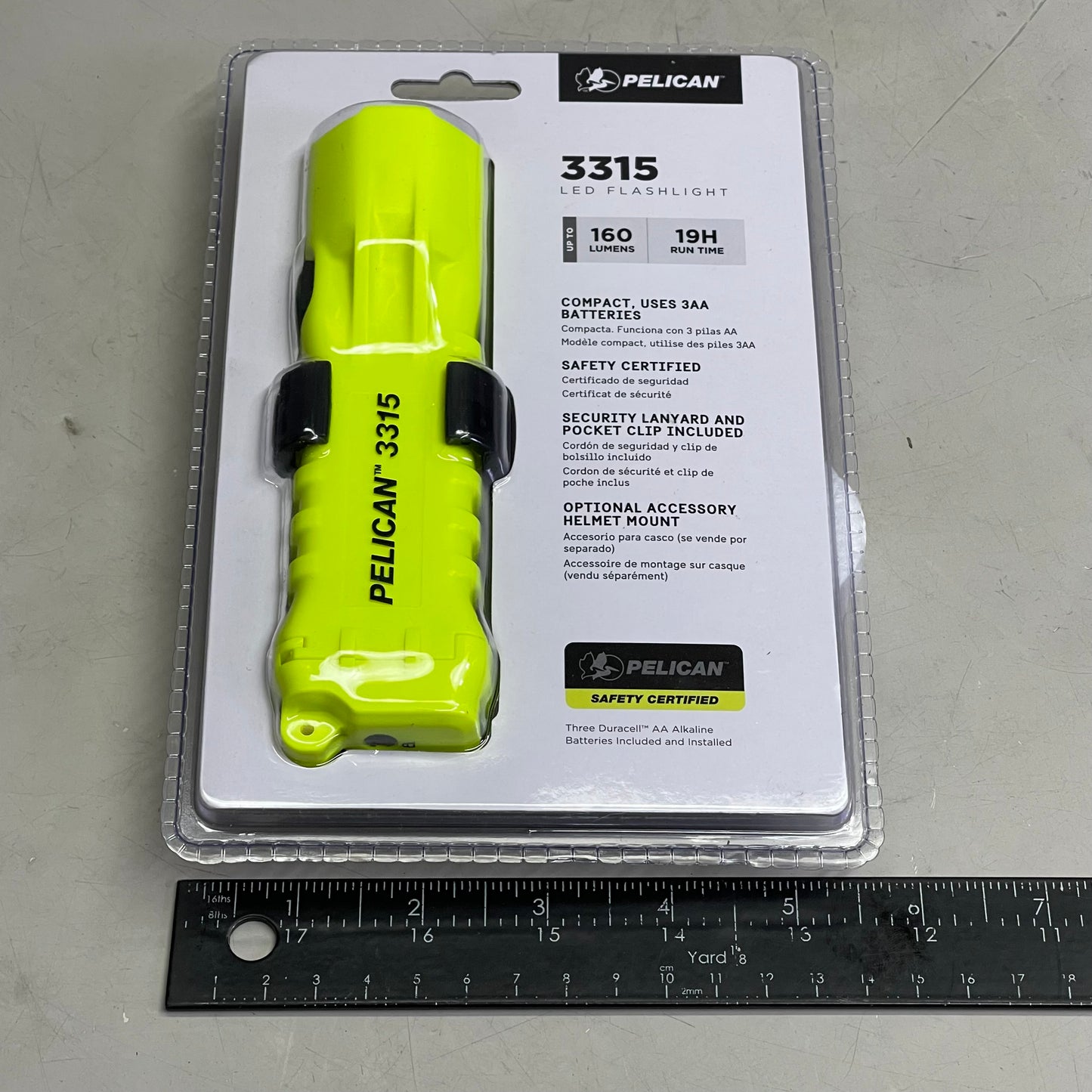 PELICAN 3315 LED Waterproof Flashlight 19-hour Neon Yellow ‎033150-0103-245