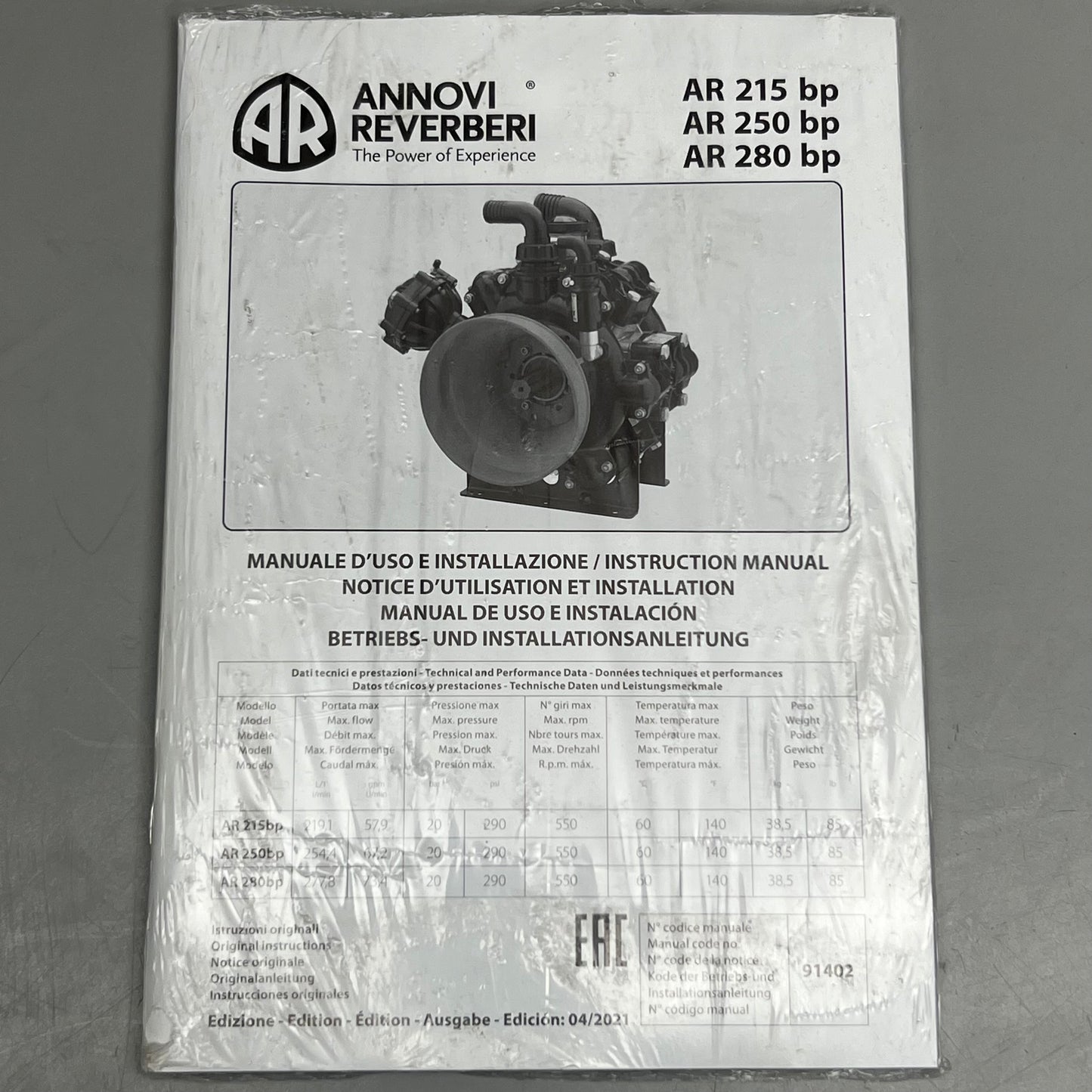 ANNOVI REVERBERI Diaphragm Pump AR 250 BP PSI 290 GPM 67.2 Black/Red