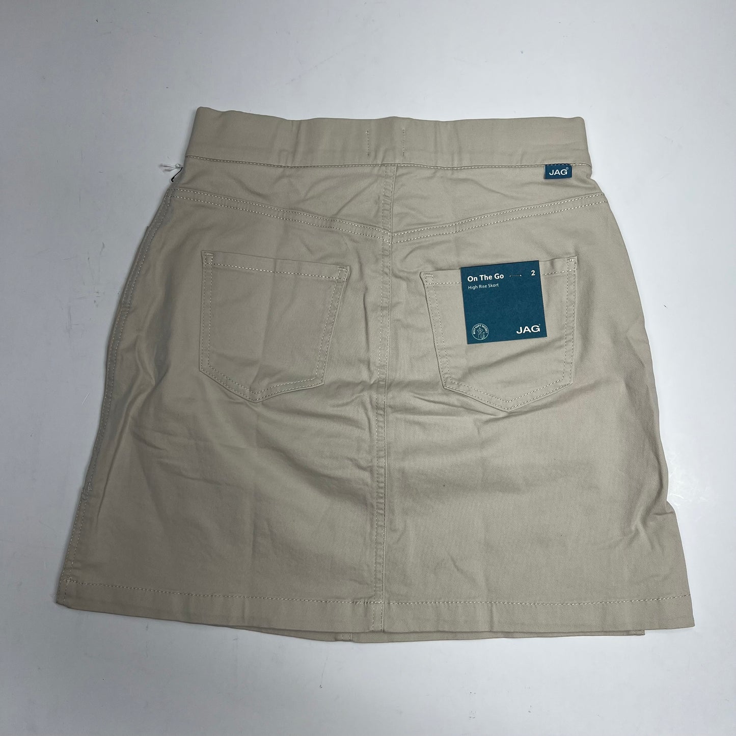 JAG Elastic Waist On The Go Skort W/ Pockets Women's Sz 2 Stone J3101TWL616