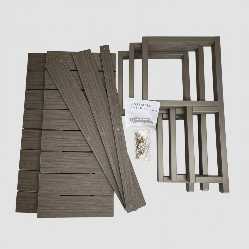 Eco-friendly PVC Synthetic Wood 2 Tier Step Hot Tub Stairs 31" Length Dark Grey