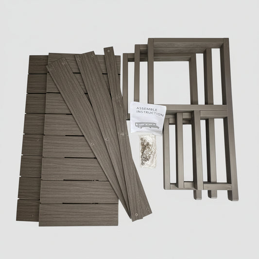 Eco-friendly PVC Synthetic Wood 2 Tier Step Hot Tub Stairs 31" Length Dark Grey