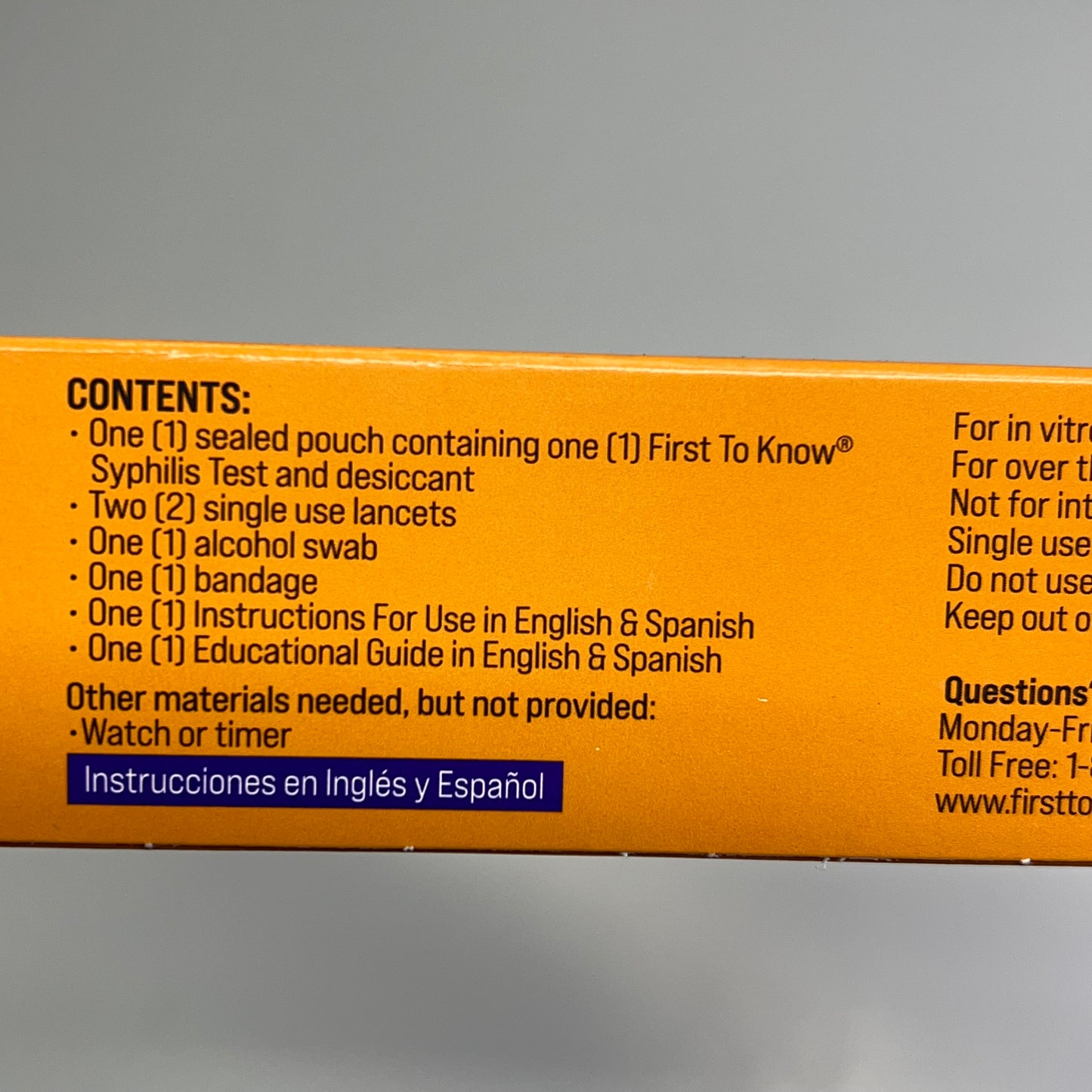 FIRST TO KNOW (1 TEST PER BOX) In Home Syphilis Test Kit 15 Min Results BB 10/25