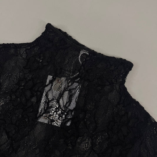 GOOD AMERICAN Mesh Bodysuit Medium Black001 GB0633