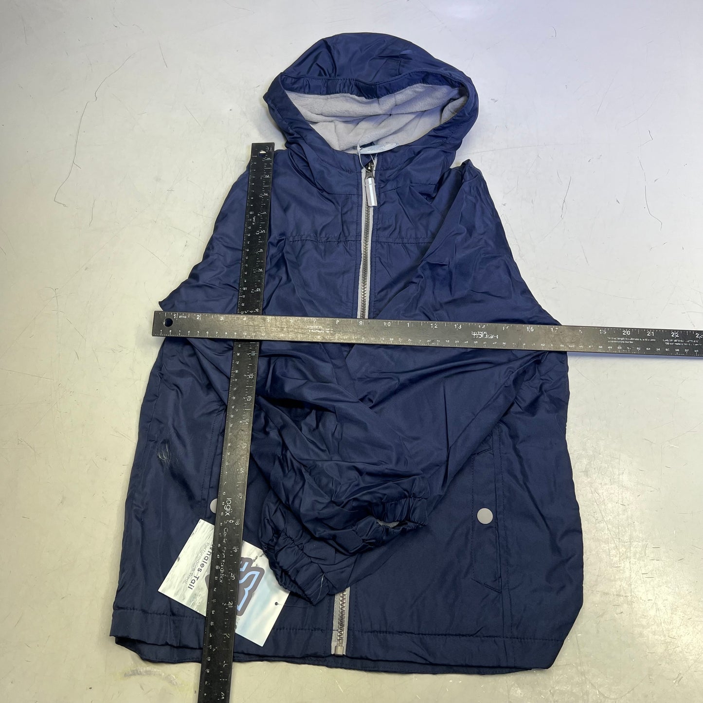 WHALES TAIL PERFORMANCE Fleece Lined Windbreaker Jacket Boys Sz 8 Navy Blue