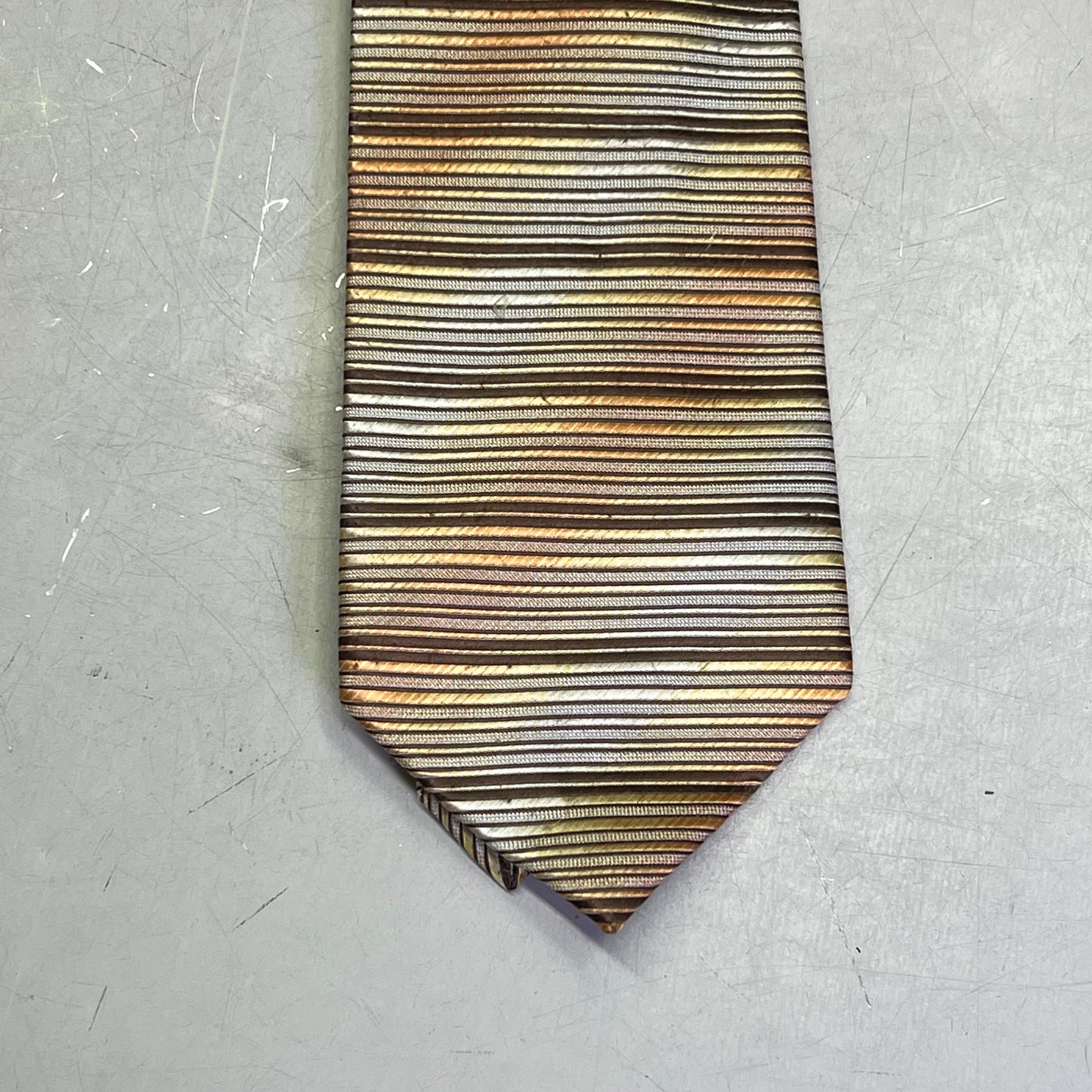 ALEXANDER JULIAN COLOURS Horizontal Design Tie 60" Brown/Orange/Yellow Pre-Owned