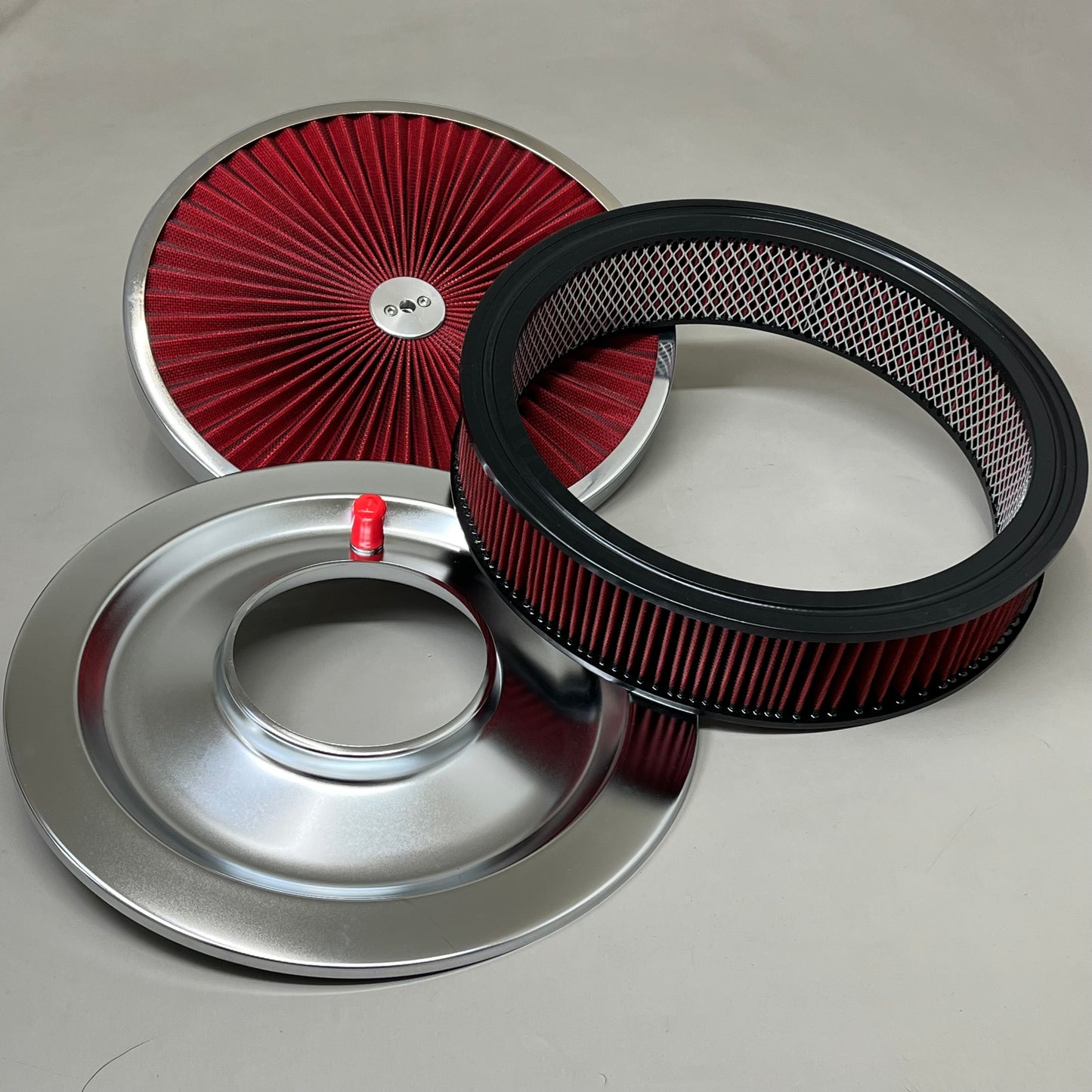 SPEED MASTER Element Extreme Top Air Cleaner Kit 14"x2" Red/Chrome PCE104.1047