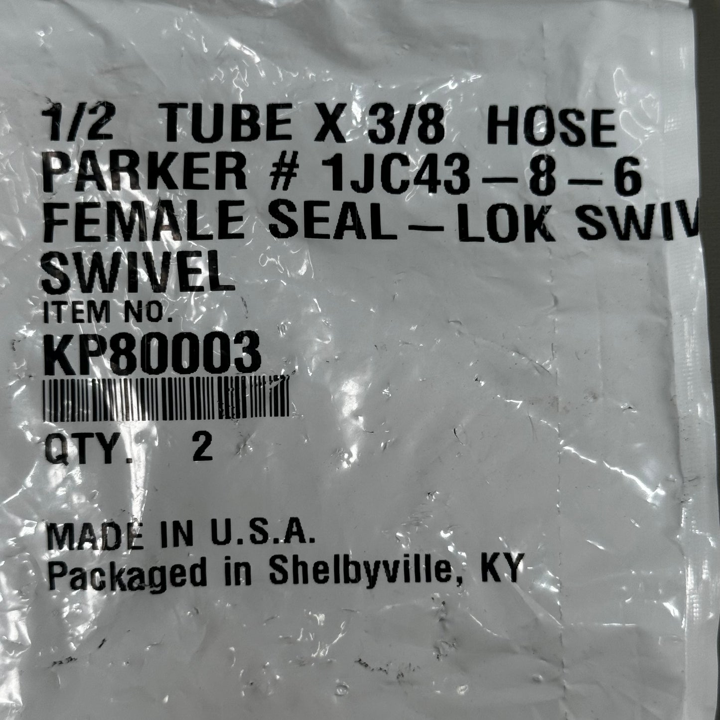 PARKER (2 PACK) Hydraulic Hose Female Seal-LOK Swivel 1/2" x 3/8" Steel KP80003