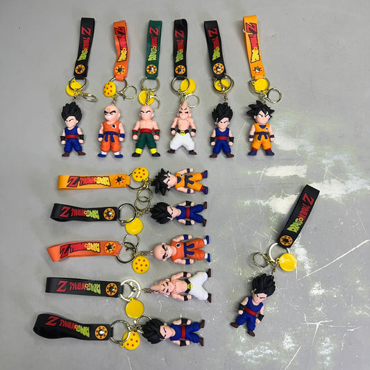 DRAGON BALL Z  (12 PACK) Assorted Anime Characters Keychain w/ Wrist Band 9"