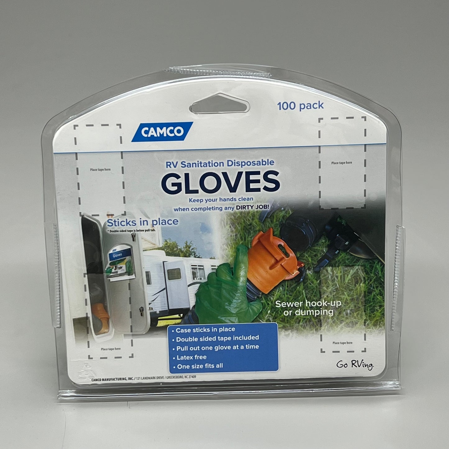 CAMCO (3 PACK) Disposable RV Sanitation Gloves One Size Fits all 100 Count Green 40285