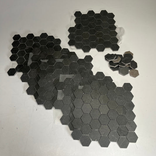ZA@ ANATOLIA (6 PACK) Sheets of Hexagon Tile 13"x12" Slate Gray (As-is)