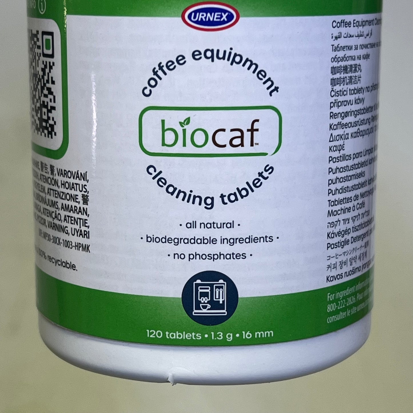 URNEX (2 PACK) Biocaf Coffee Equipment Cleaning Tablets 120 Tablets White